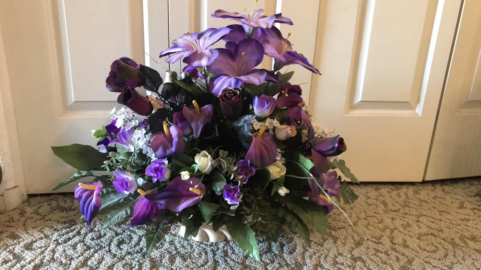 Photo 1 of PURPLE FLORAL DECOR WITH VINTAGE VASE / PLANTER 