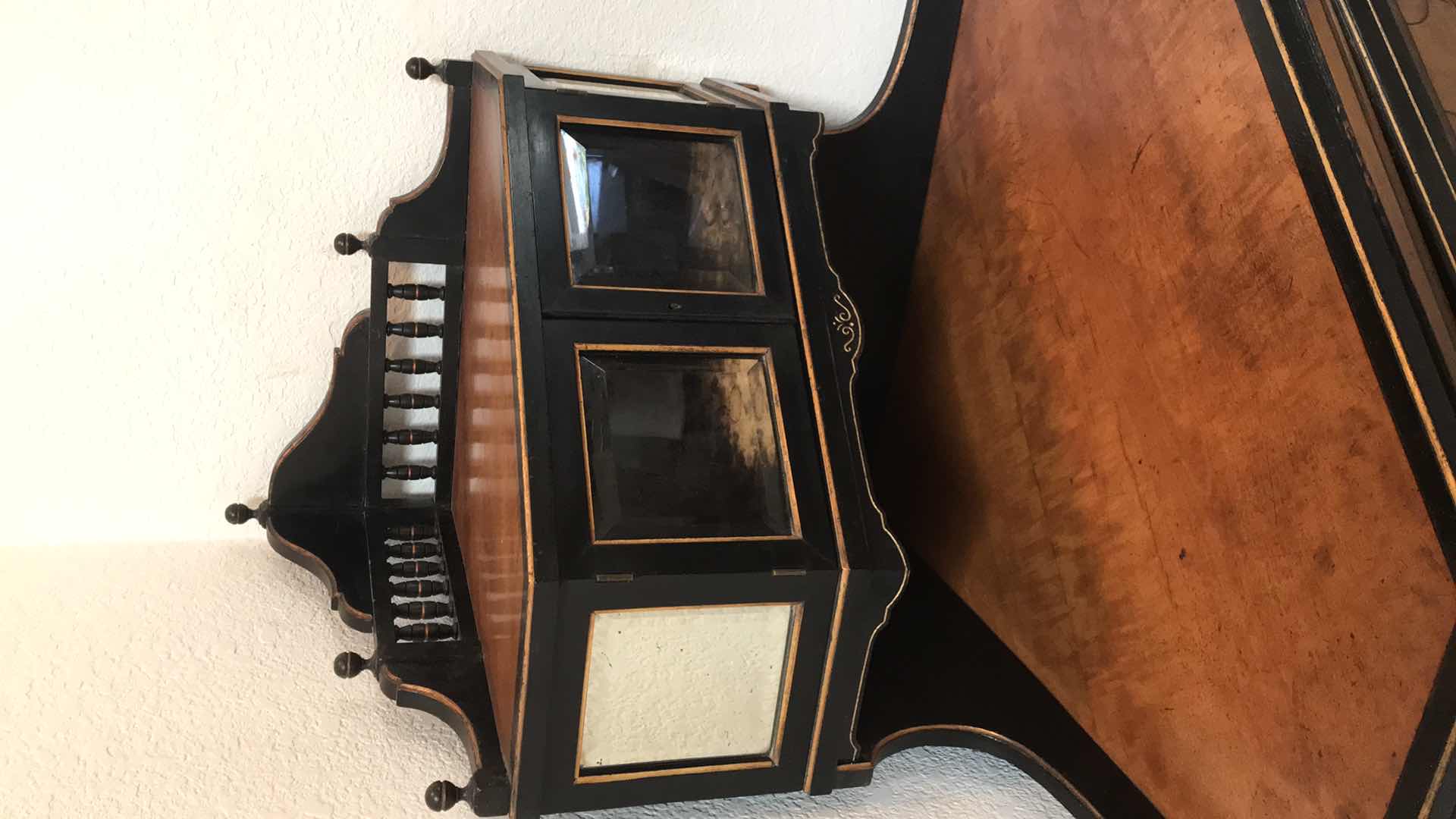 Photo 1 of ANTIQUE WOOD CORNER CURIO CABINET 34x 22x57