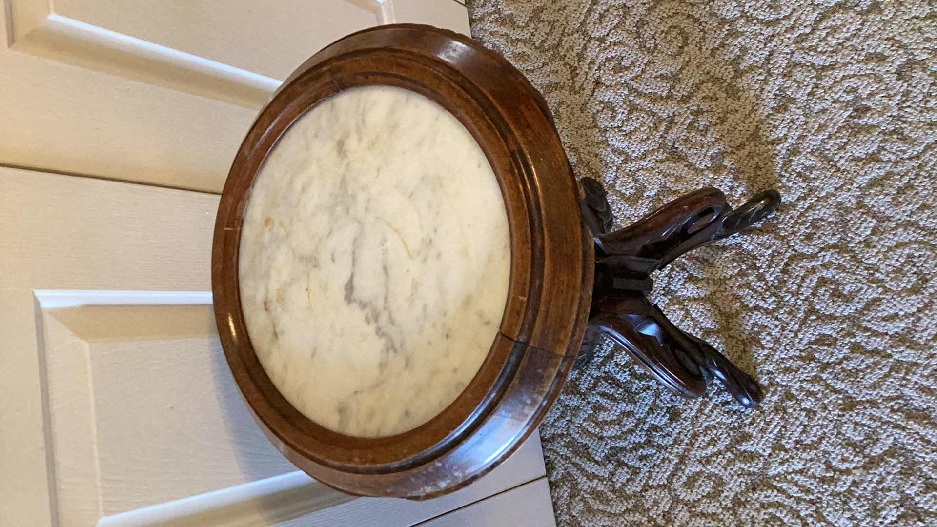 Photo 1 of ANTIQUE MARBLE TOP SIDE TABLE H 29”