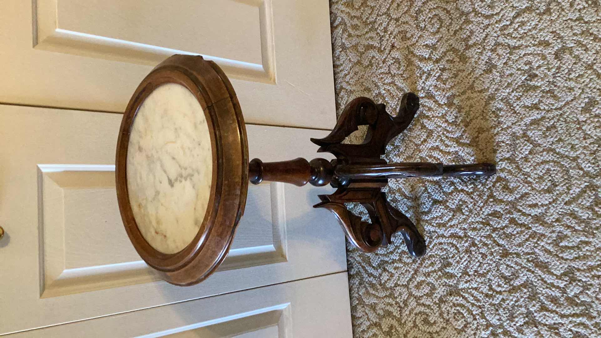 Photo 1 of ANTIQUE MARBLE TOP SIDE TABLE H 29”