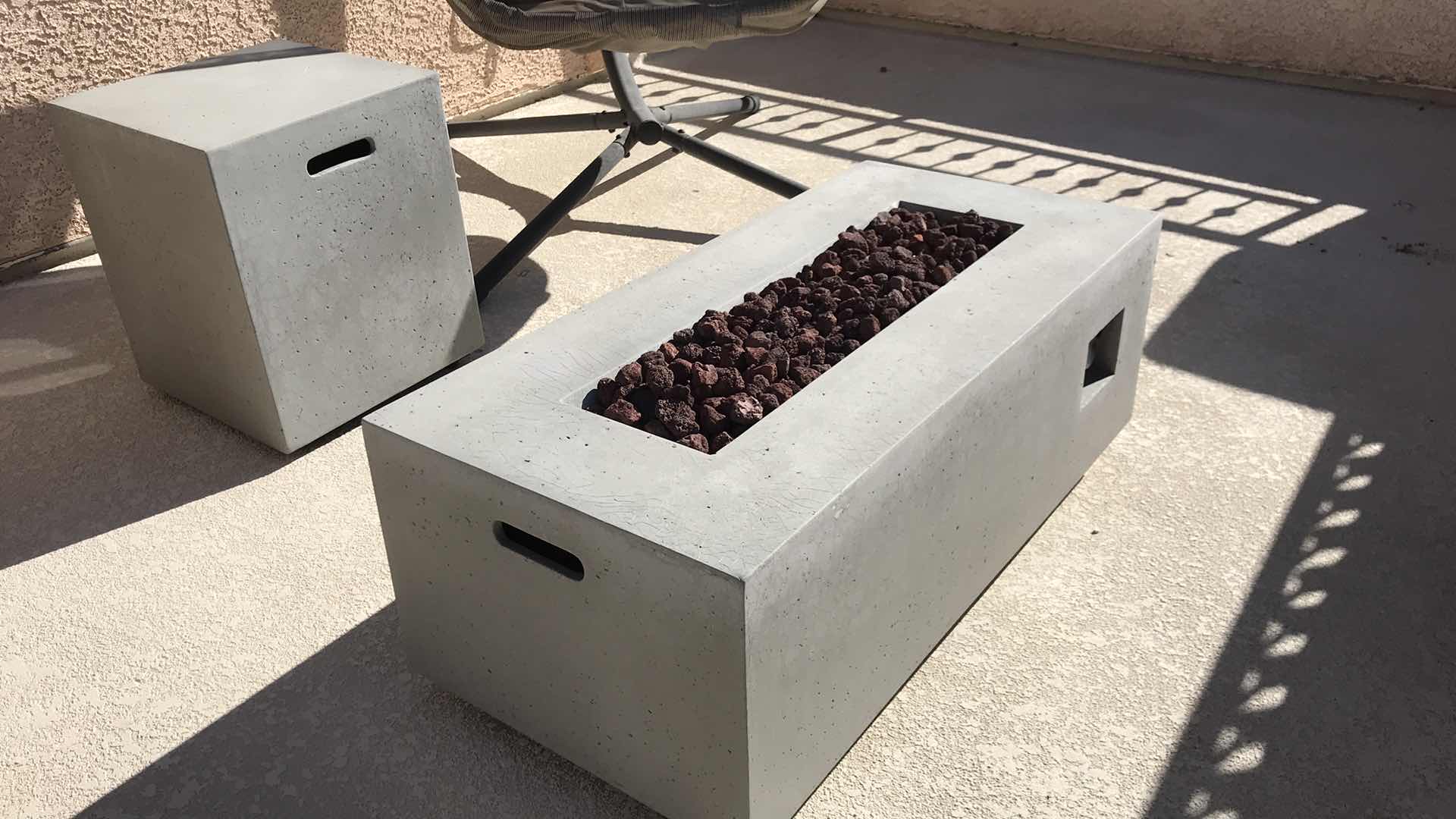 Photo 2 of NOBLE HOUSE ALISON OUTDOOR 50,000 BTU RECTANGULAR FIRE TABLE WITH TANK HOLDER & TANK - SOME MINOR SUN DAMAGE 

