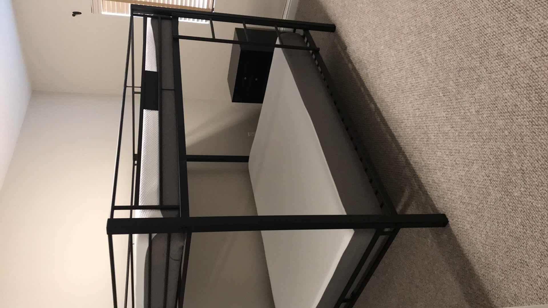 Photo 1 of METAL QUEEN OVER QUEEN BUNK BED FRAME WITH REVERSIBLE FRONT LADDER AND FULL-LENGTH GUARDRAILS FOR CHILDREN TEENS & ADULTS - MATRESSES NOT INCLUDED - BUYER TO REMOVE BRING TOOLS 

