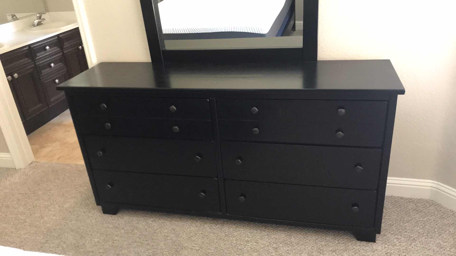 Photo 1 of RC WILLEY DIEGO BLACK 6 DRAWER CONTEMPORARY DRESSER WITH MIRROR 64”x17”x34” - MORE OF THIS COLLECTION IN AUCTION 