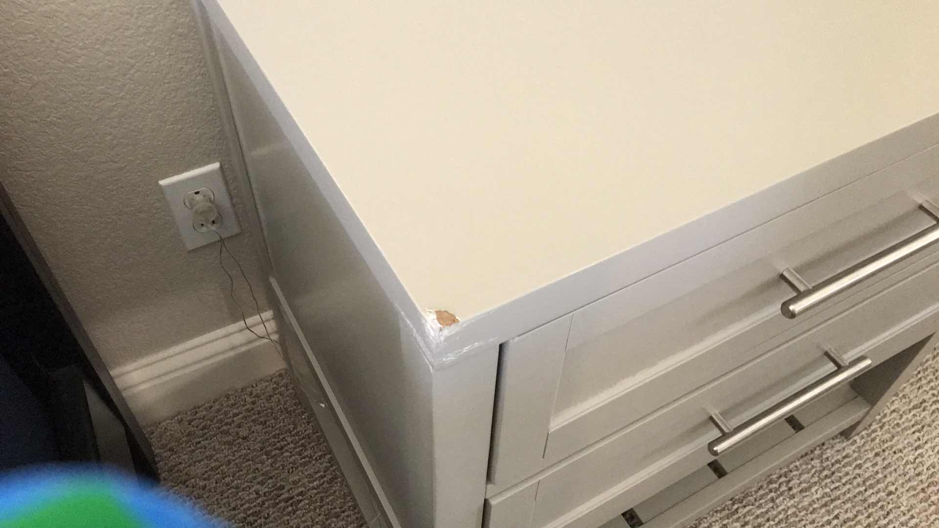 Photo 1 of AVALON 2 DRAWER NIGHTSTAND END TABLE W/LOWER SHELF  28”x18”x28” MORE OF THIS COLLECTION IN AUCTION- SLIGHT DAMAGE ON CORNER SEE PHOTOS 