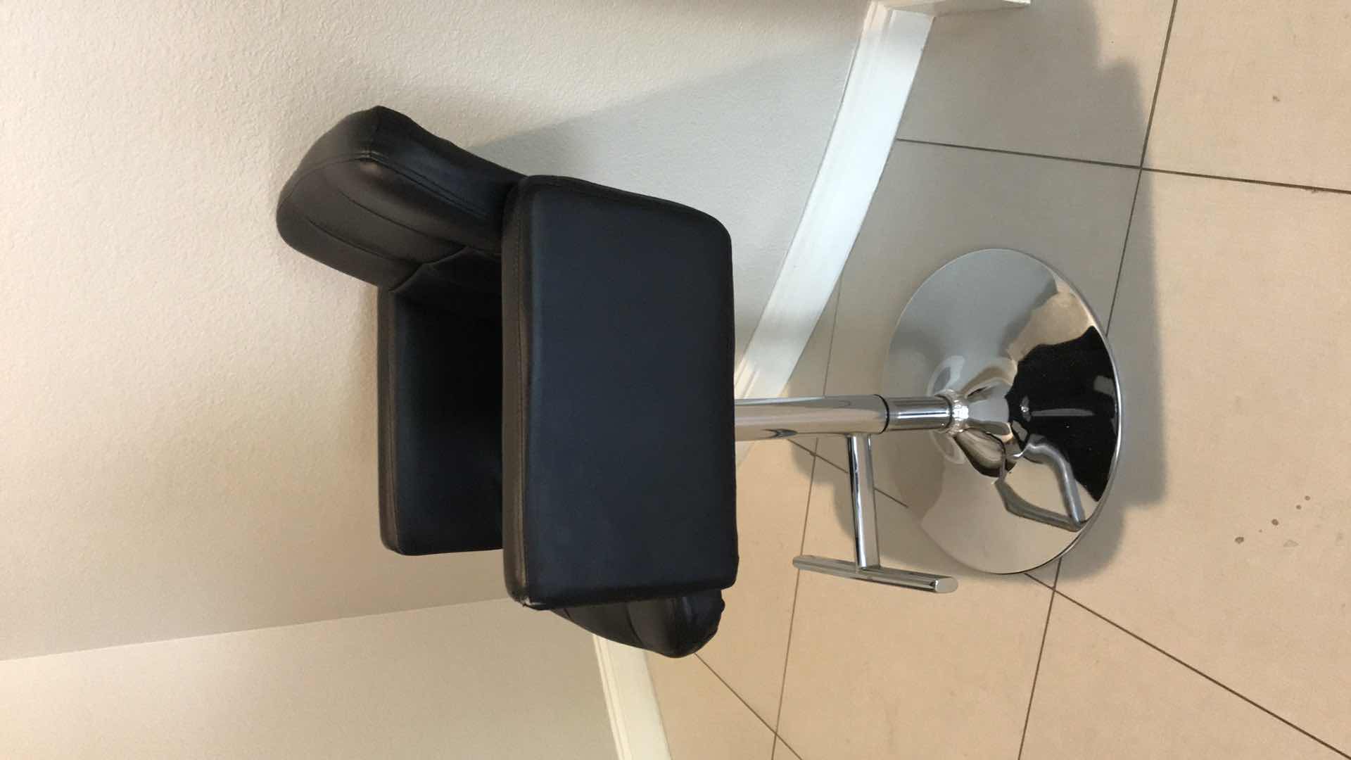 Photo 1 of MODREST LINDY CONTEMPORARY BLACK LEATHERETTE BAR STOOL - MORE OF THIS COLLECTION IN AUCTION 
