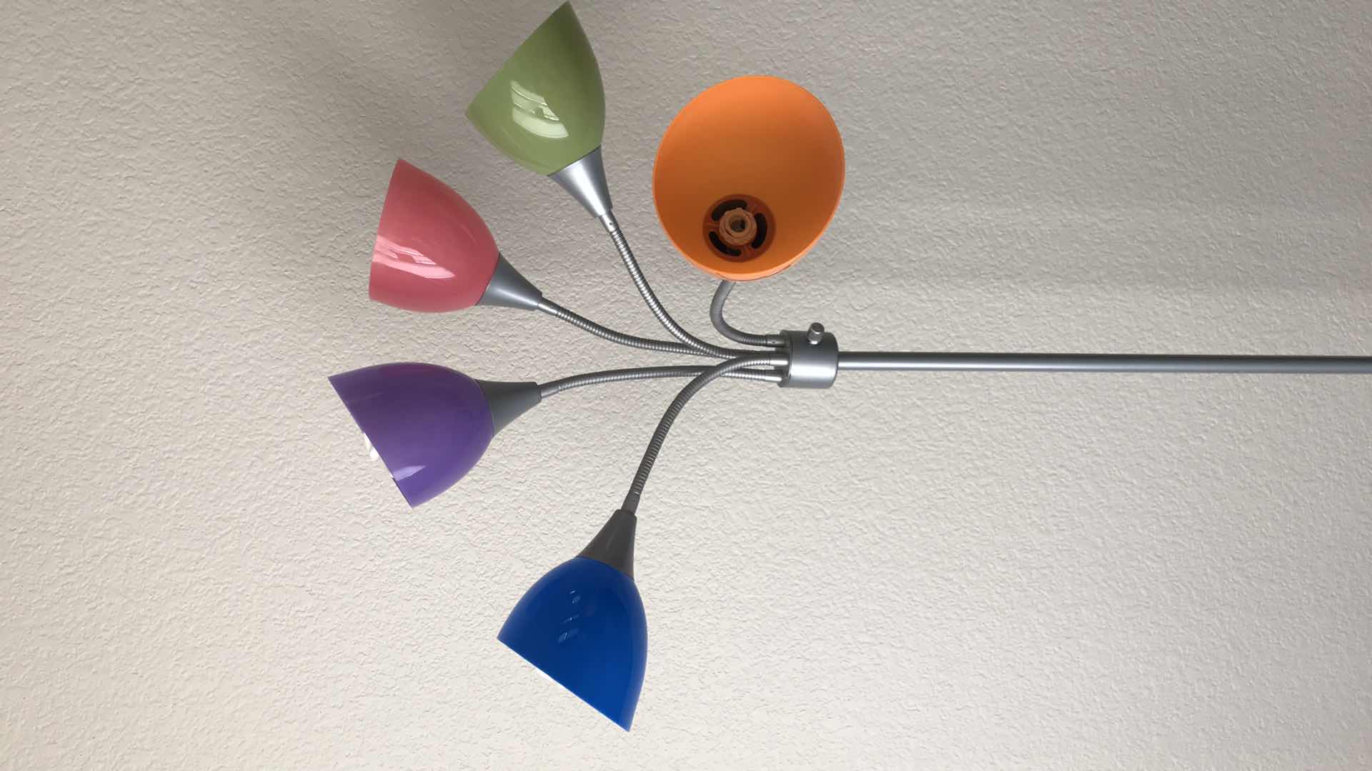 Photo 1 of SILVER FLOOR LAMP WITH 5-ARM MULTI-COLOR SHADES H- 67” 