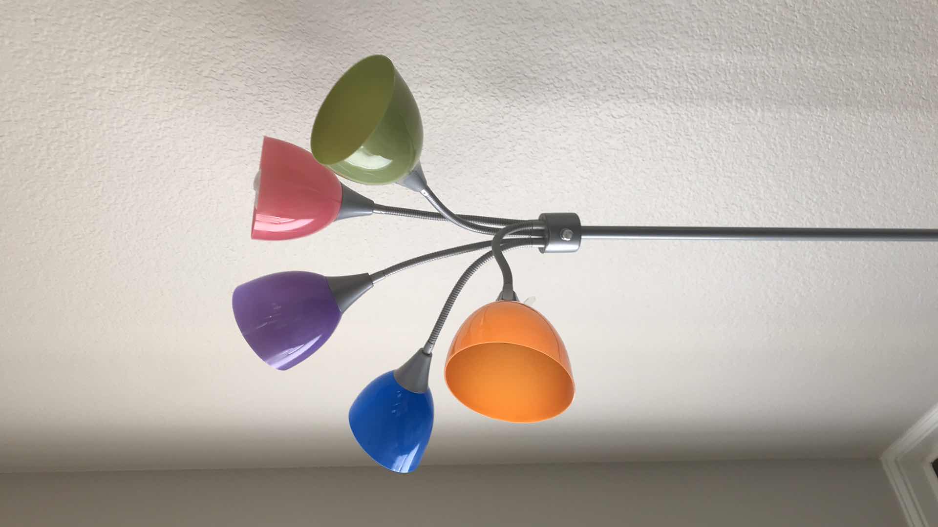 Photo 1 of SILVER FLOOR LAMP WITH 5-ARM MULTI-COLOR SHADES H- 67” 