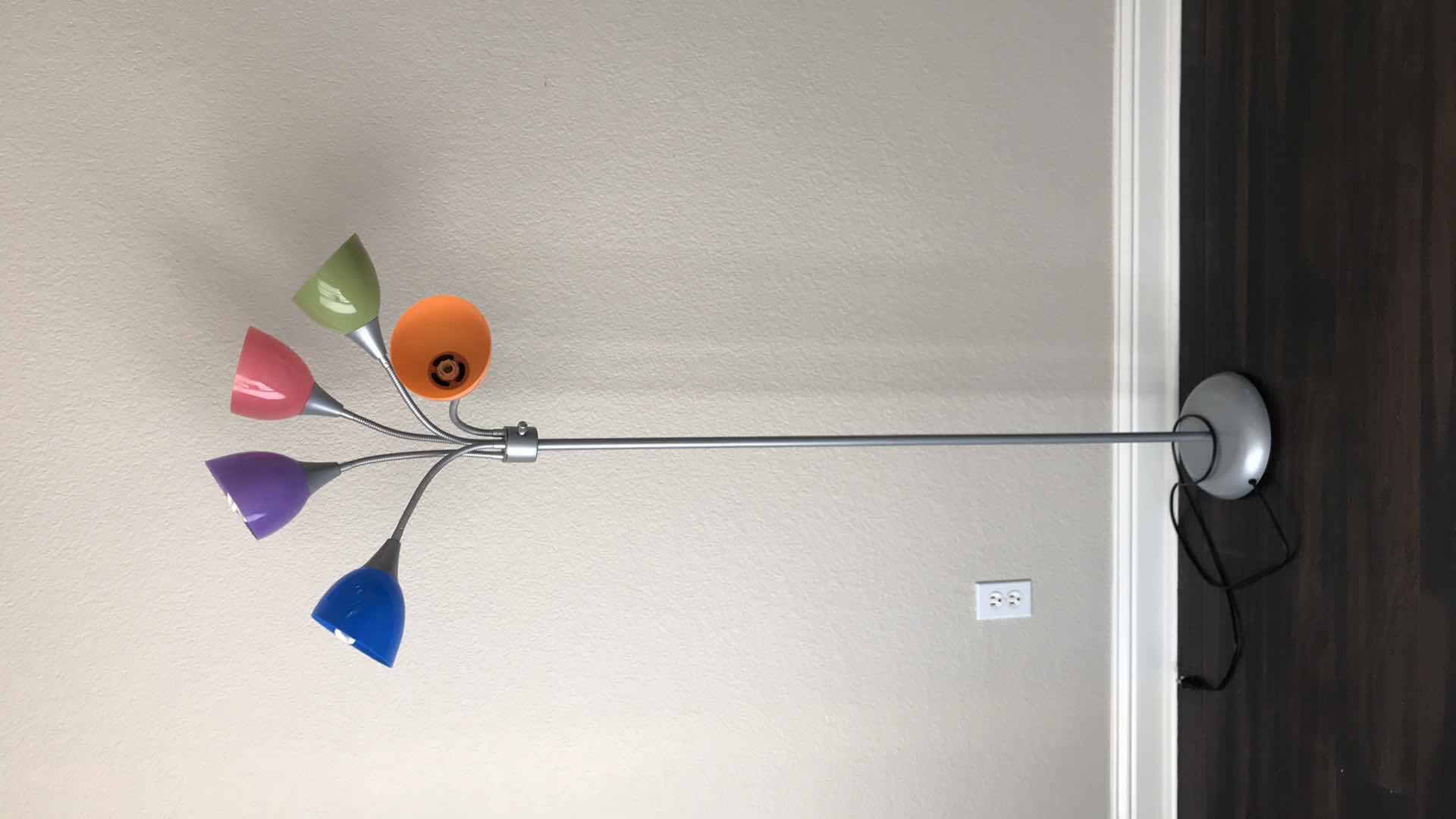 Photo 1 of SILVER FLOOR LAMP WITH 5-ARM MULTI-COLOR SHADES H- 67” 