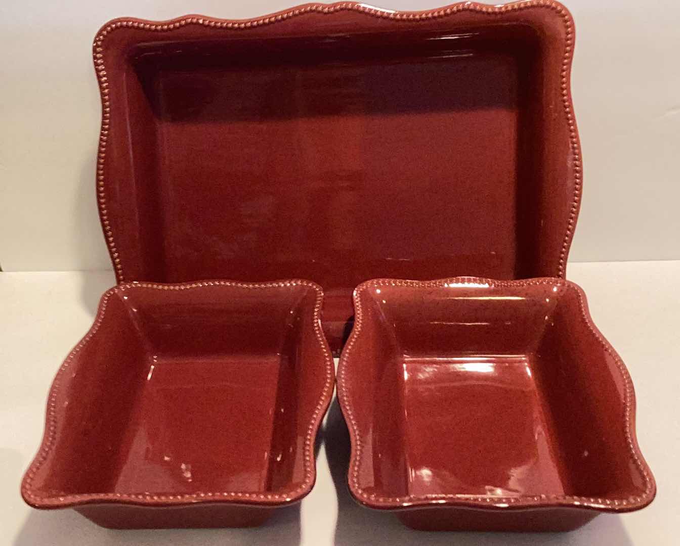 Photo 1 of BICO BEADED BAKEWARE- RED AND BLUE STONEWARE BAKING SETS