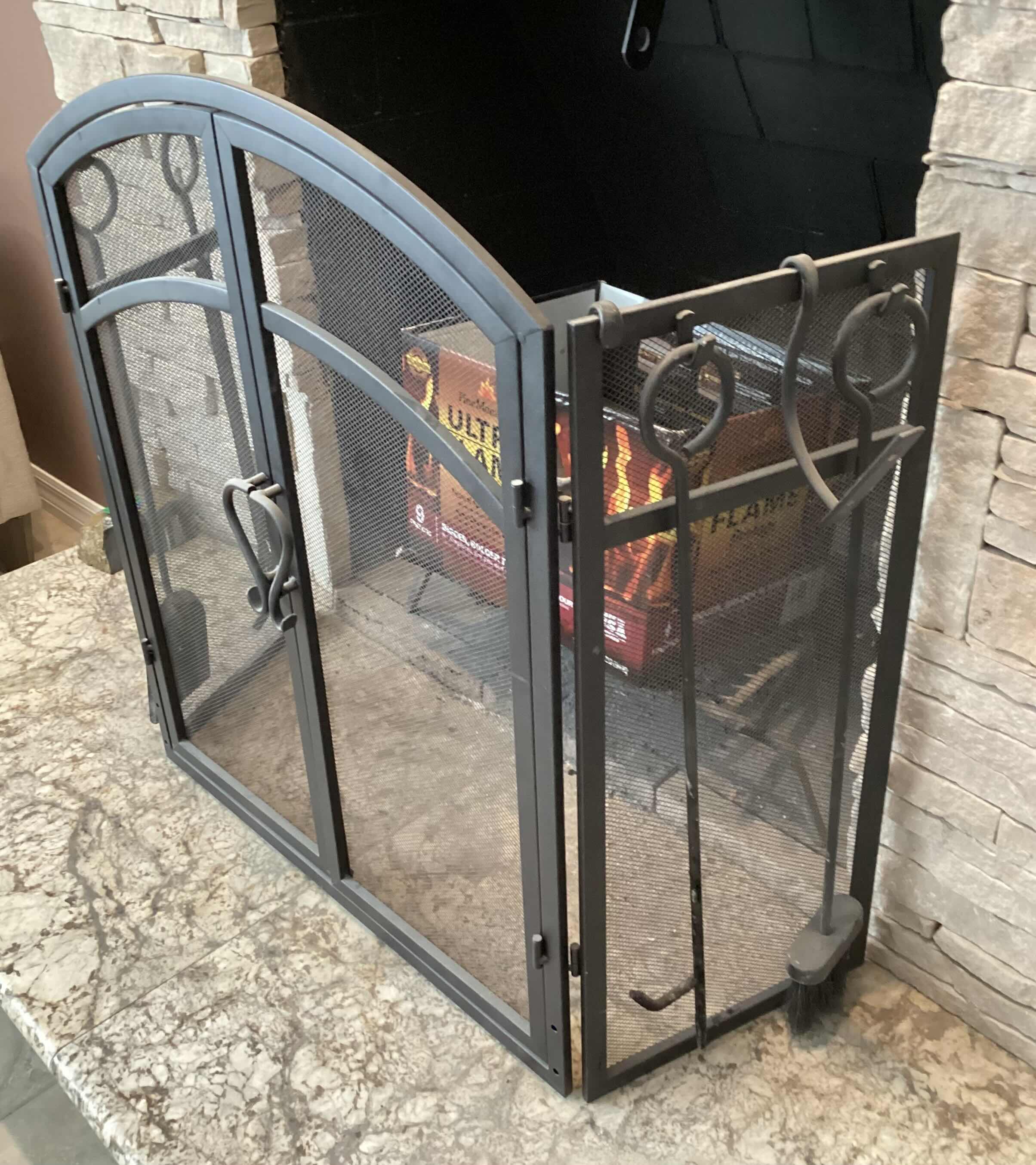 Photo 1 of VINTAGE FIREPLACE HEARTH / FIREPLACE SCREEN AND TOOLS