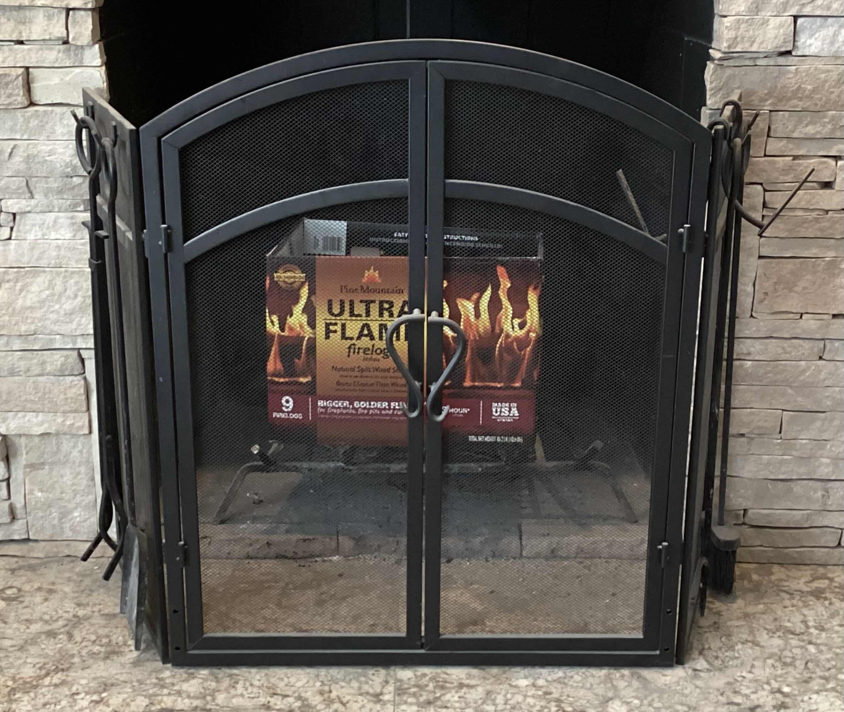 Photo 1 of VINTAGE FIREPLACE HEARTH / FIREPLACE SCREEN AND TOOLS