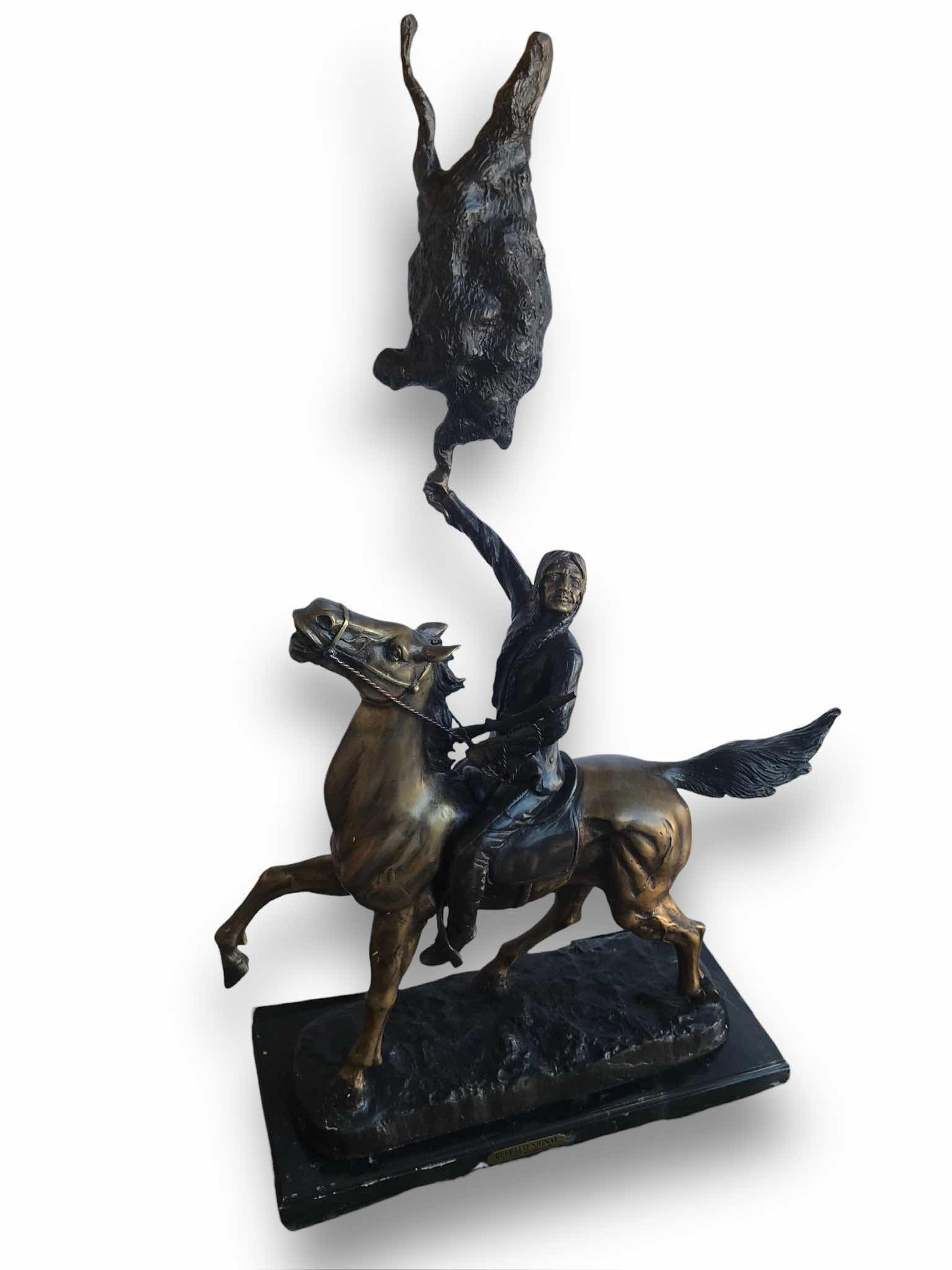 Photo 1 of FREDERIC REMINGTON - BRONZE BUFFALO SIGNAL