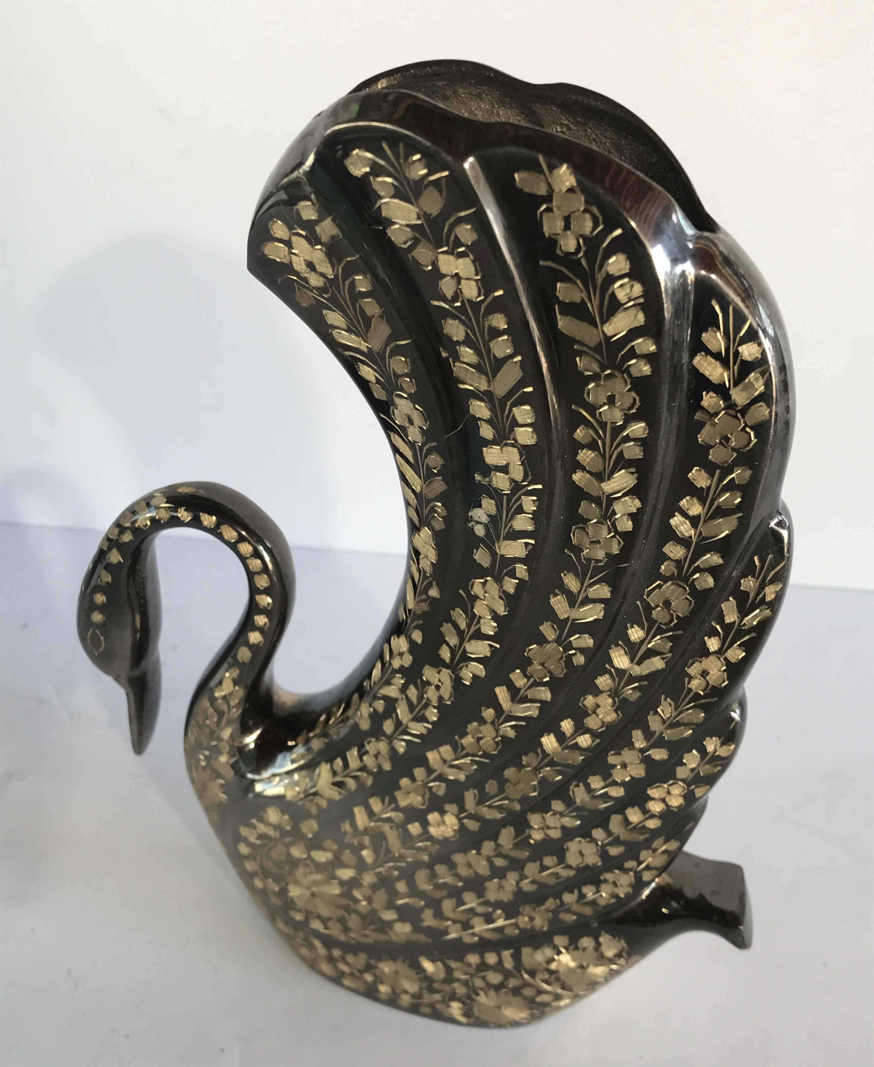 Photo 1 of BRASS NAKKASHI DECORATIVE SWAN VASE