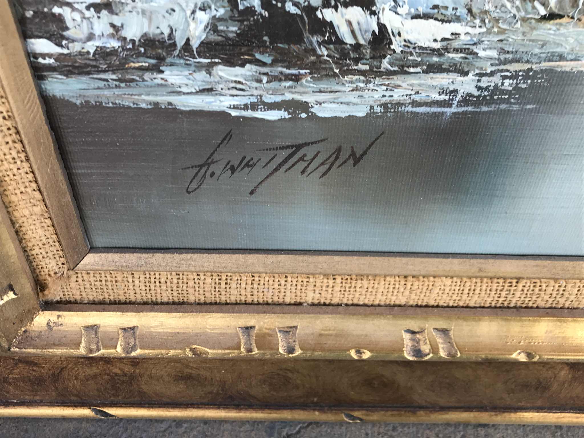 Photo 1 of G. WHITMAN SIGNED & FRAMED  WINTER LANDSCAPE OIL PAINTING 
24” x 39”