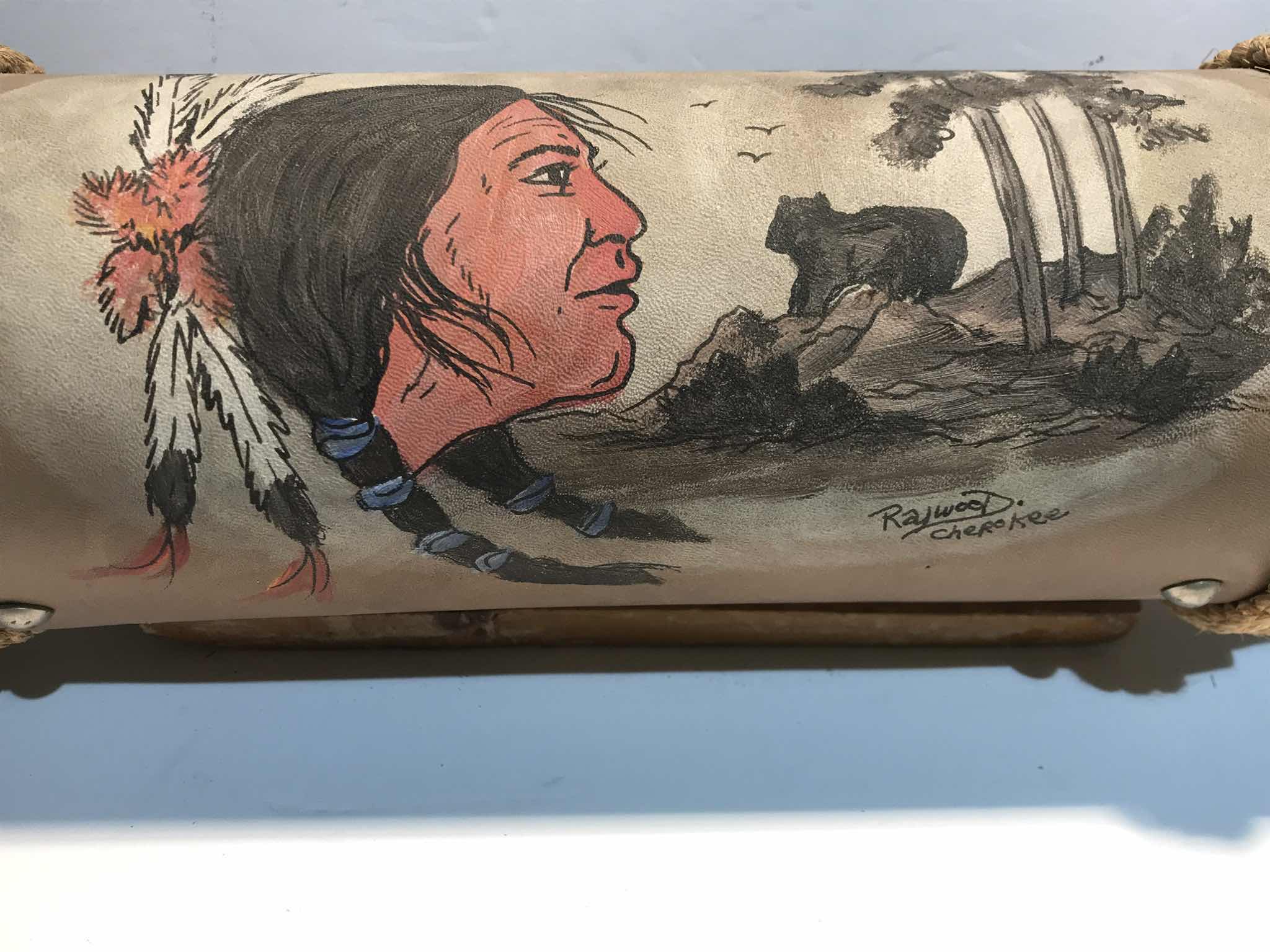 Photo 1 of NATIVE AMERICAN HAND PAINTED & SIGNED TAXIDERMY MOUNTED STEER HORNS 40” L