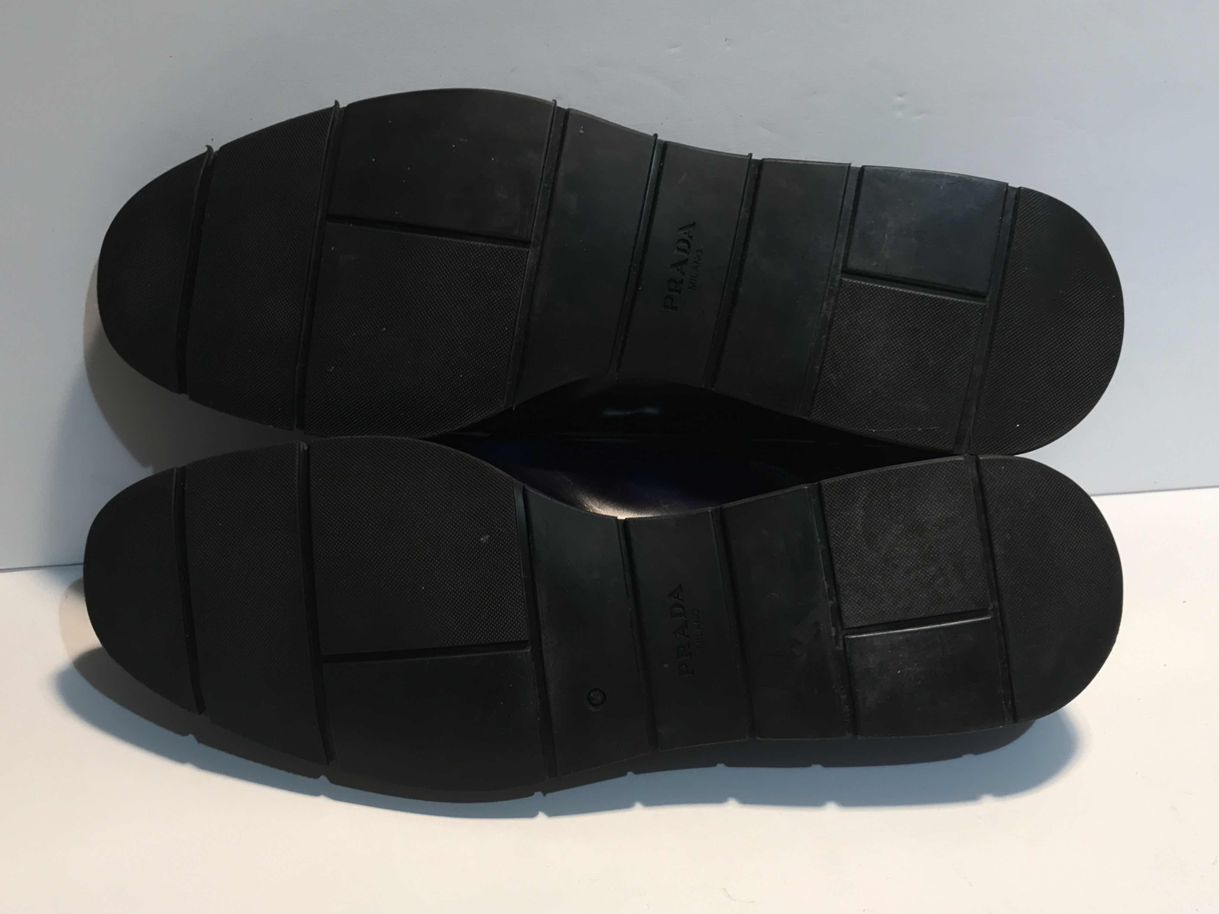 Photo 1 of PRADA BLUE LEATHER OXFORDS MENS SHOES SIZE 11