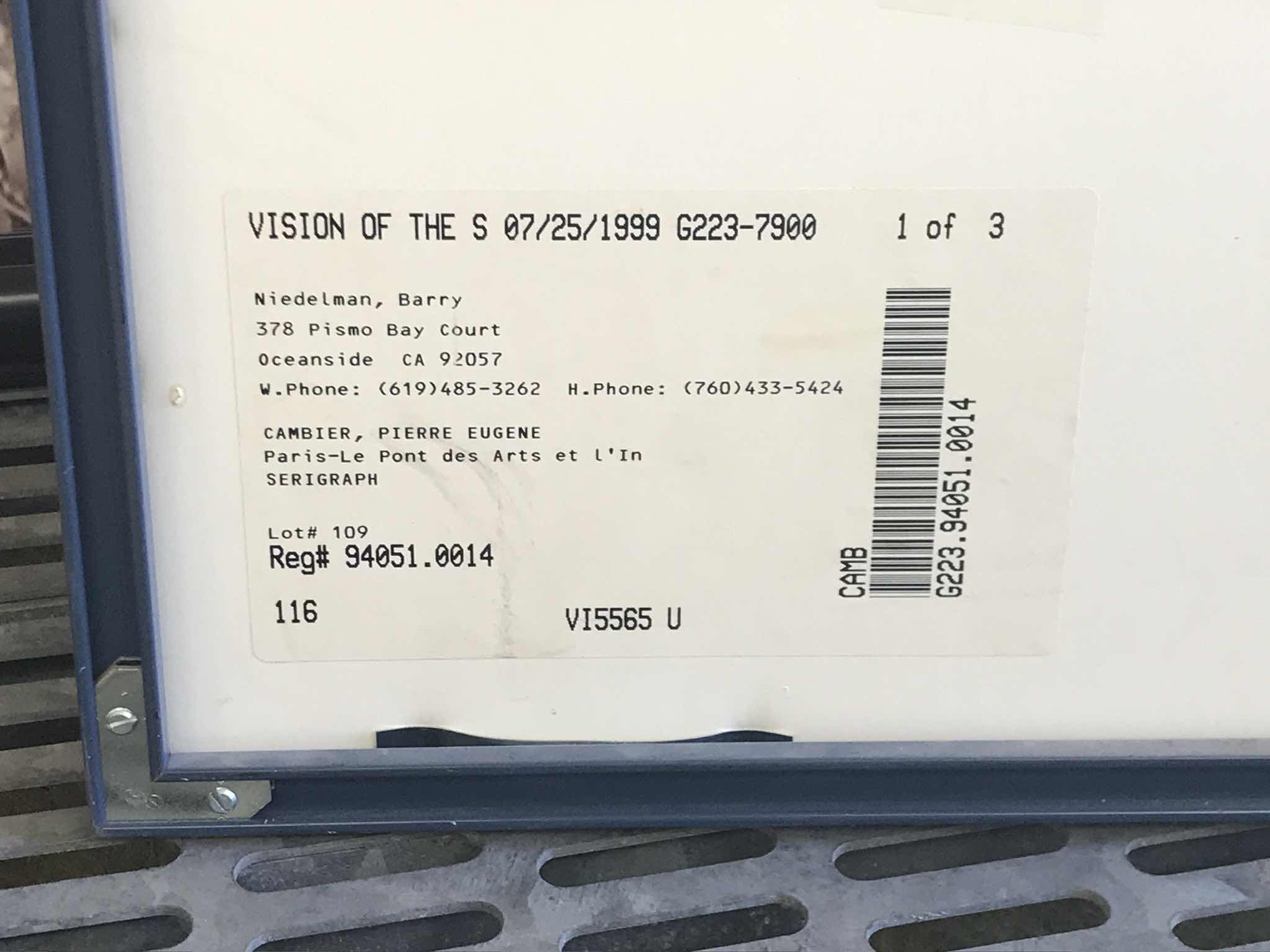 Photo 1 of PIERRE EUGENE CAMBIER WATERCOLOR SIGNED ARTWORK 50/65 25”x 22” WITH C.O.A.