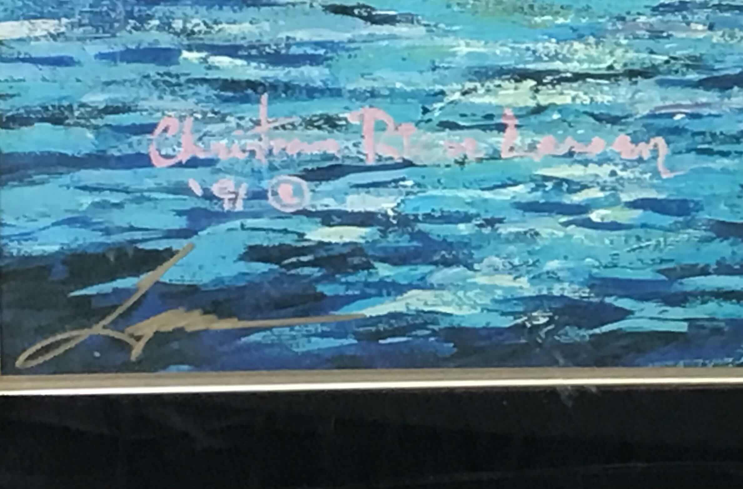 Photo 1 of SAILBOAT IN THE MARINA SIGNED PAINTING DATED 1991 39”x 39”