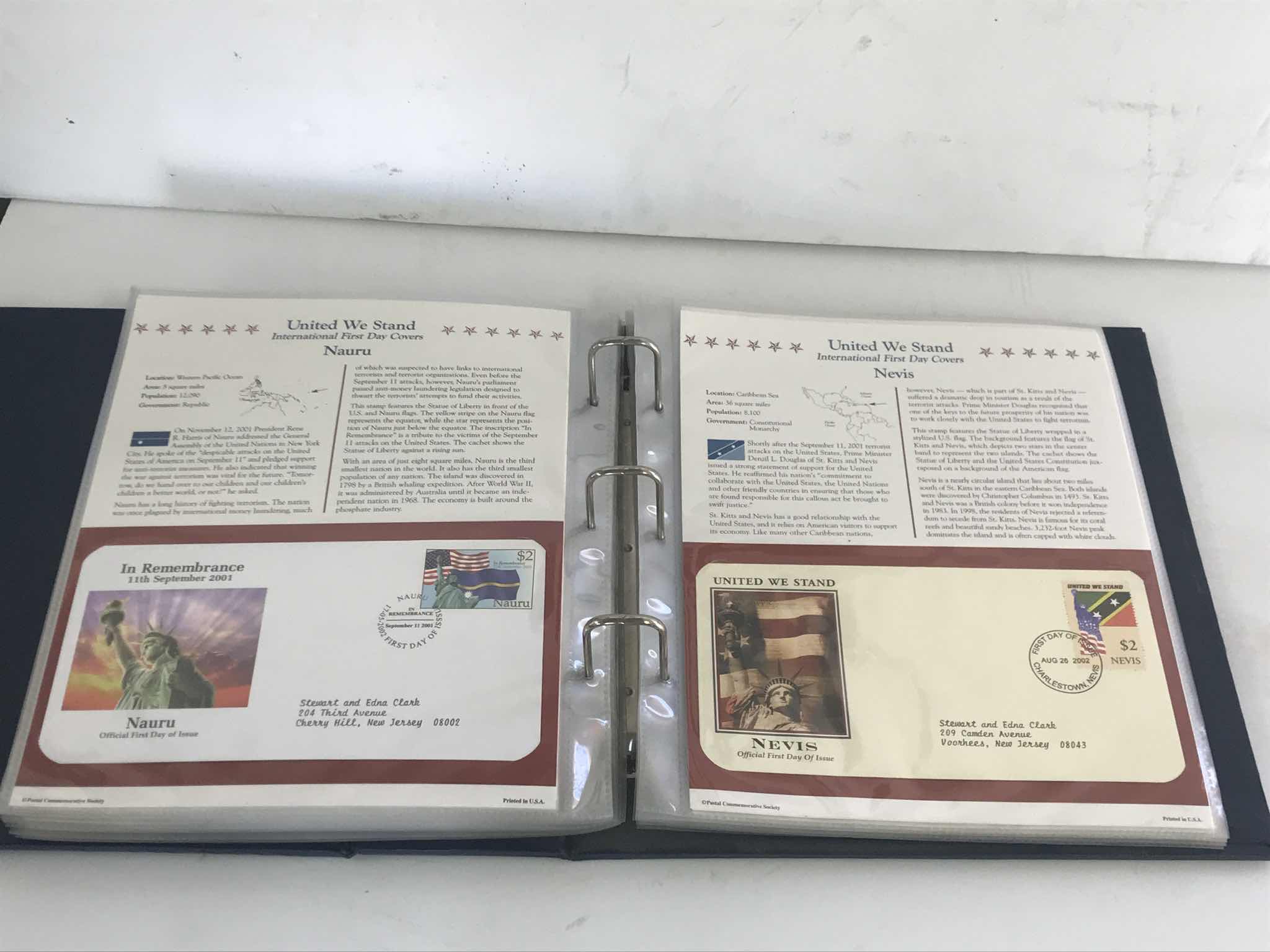 Photo 1 of POSTAL COMMEMORATIVE SOCIETY “UNITED WE STAND INTERNATIONAL FIRST DAY COVERS” STAMPS