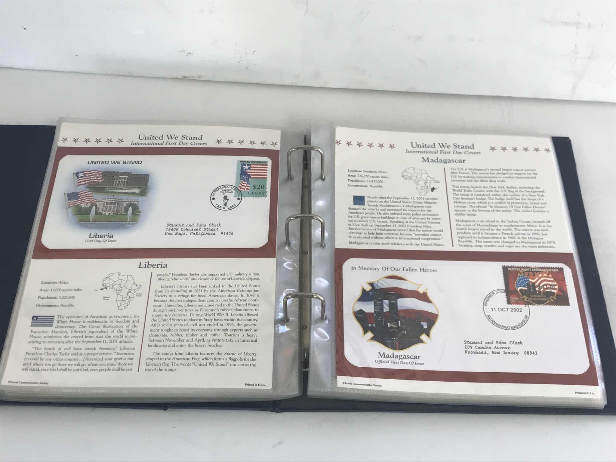 Photo 4 of POSTAL COMMEMORATIVE SOCIETY “UNITED WE STAND INTERNATIONAL FIRST DAY COVERS” STAMPS