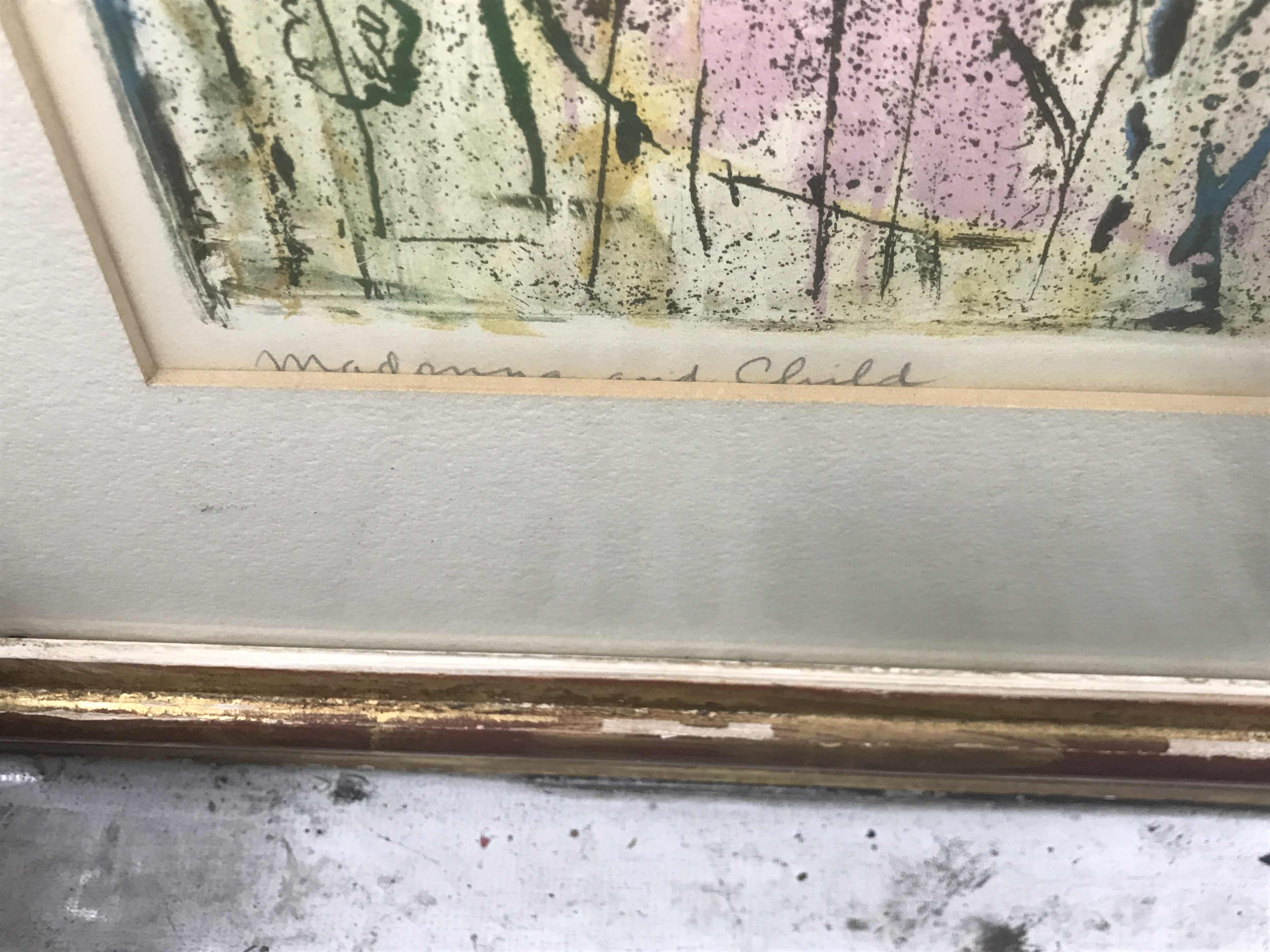 Photo 1 of FRAMED MADONNA & CHILD SIGNED BY ARTIST 25”x29”