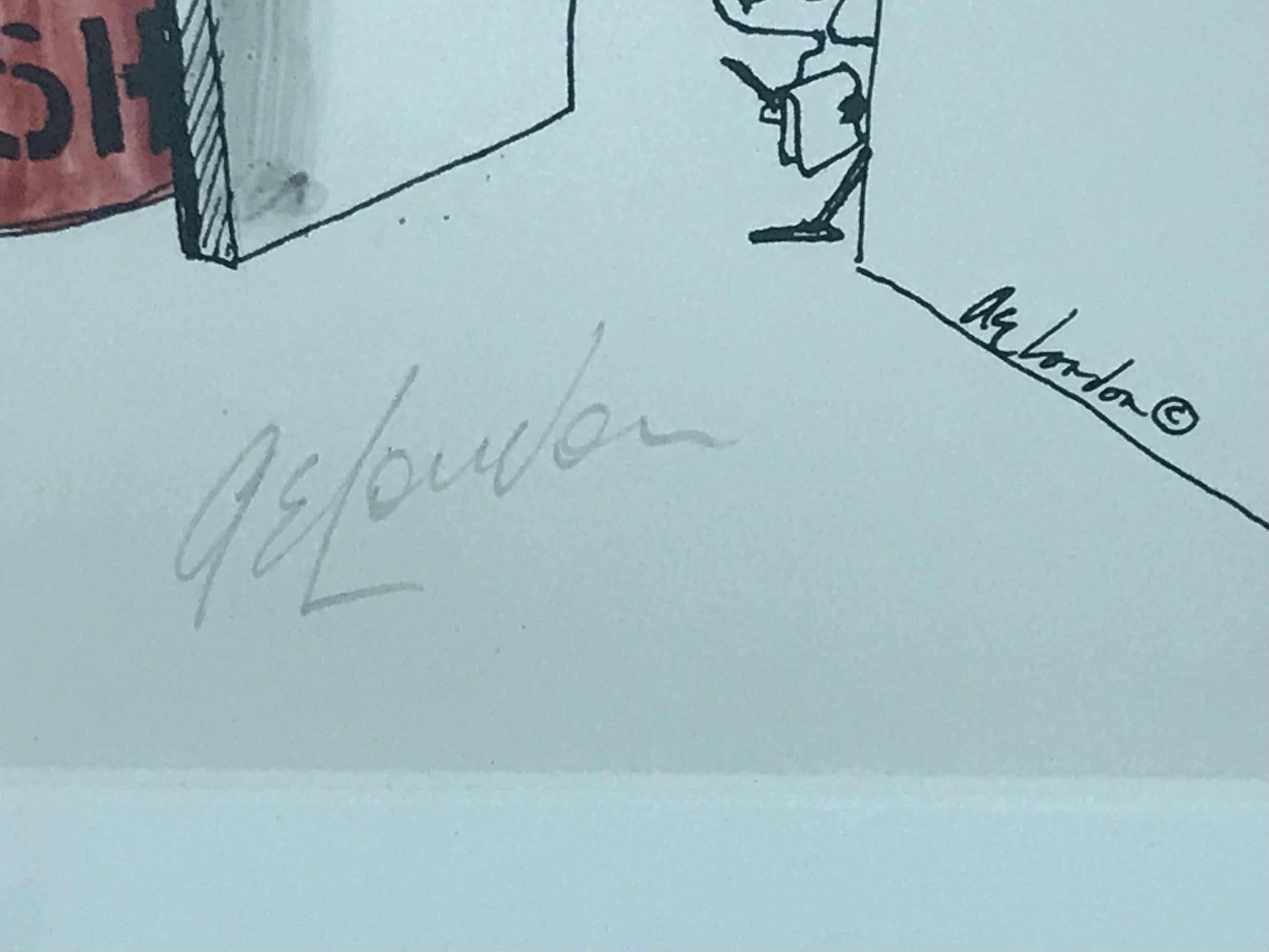 Photo 1 of FRAMED AND SIGNED BY ARTIST COMICAL QUIRKY YOUR PILOT AVAITION PRINT HAND COLORED PENCIL SN A.E. LONDON 19” x 10”