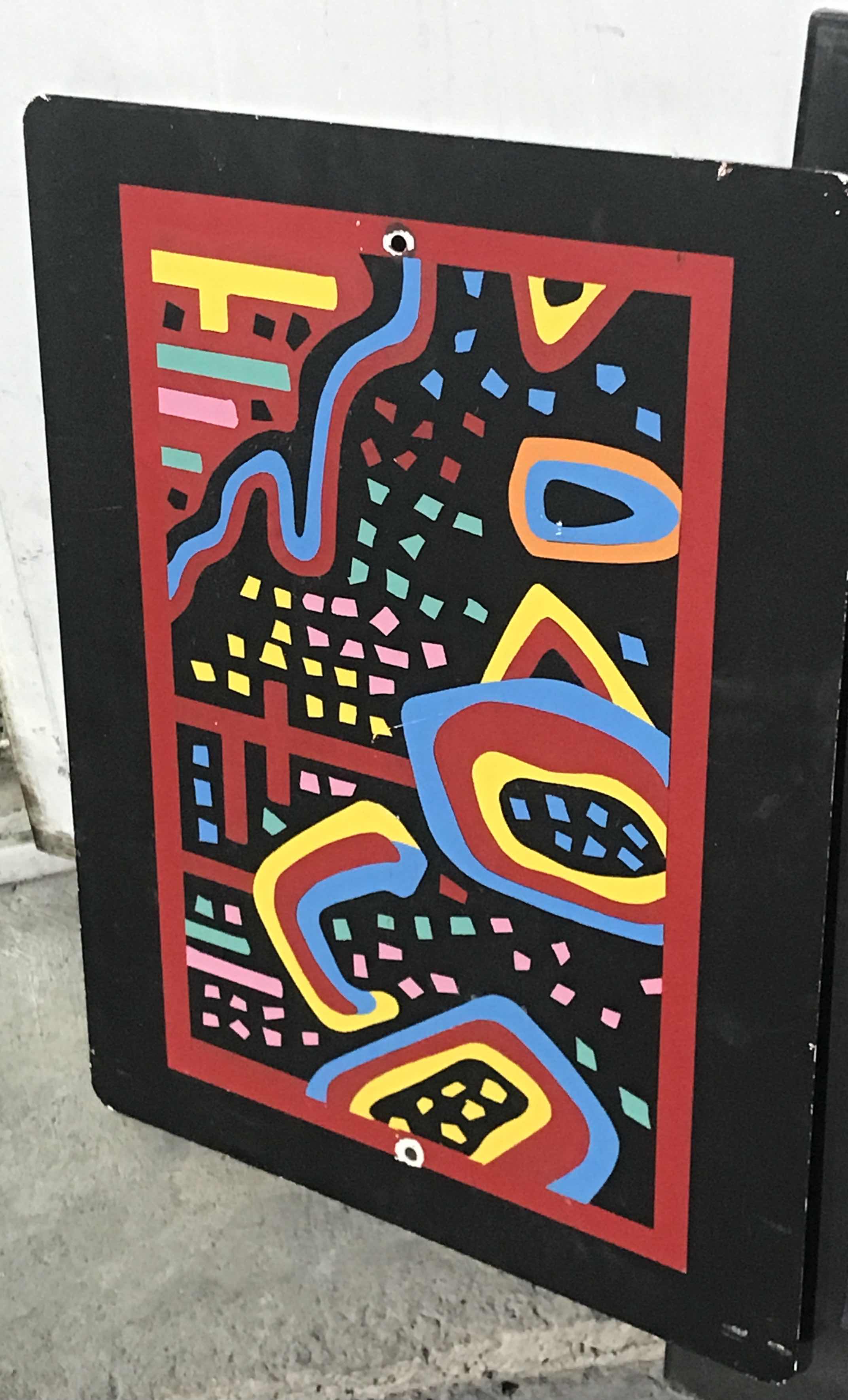 Photo 2 of DOODLE ART PAINTED ON METAL AND GEOMETRIC STYLE PAINTING 16” x 20”