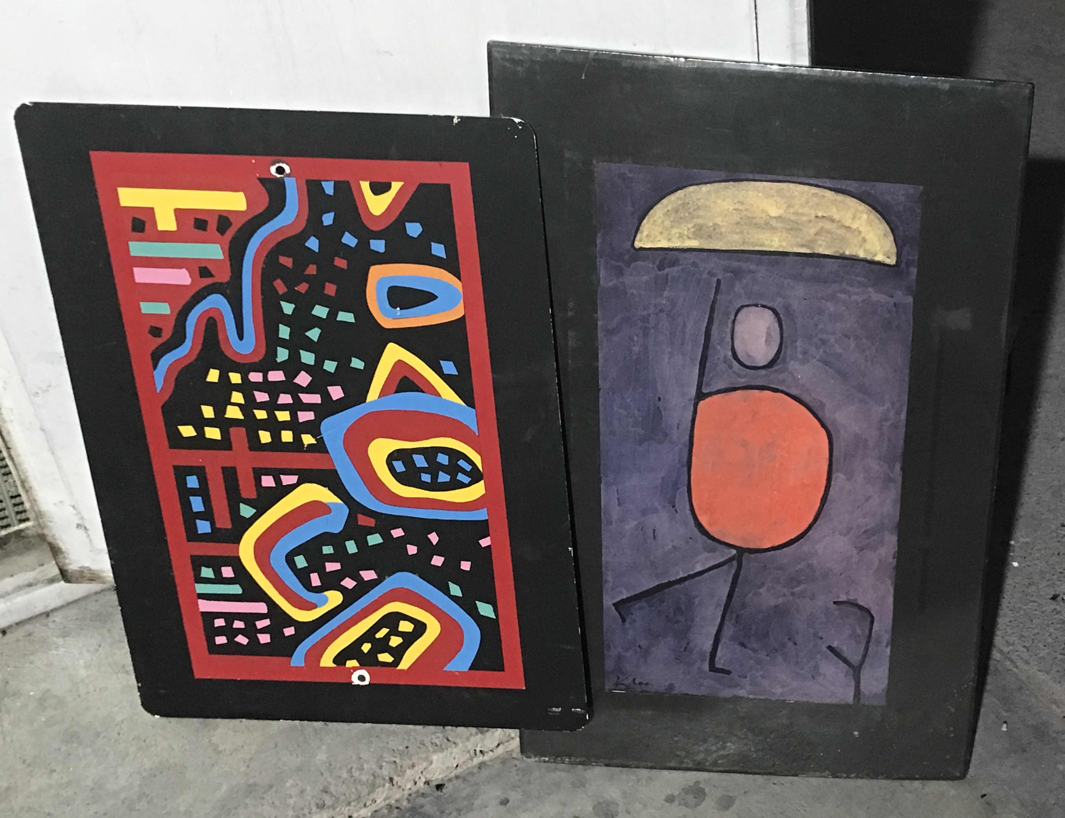 Photo 1 of DOODLE ART PAINTED ON METAL AND GEOMETRIC STYLE PAINTING 16” x 20”