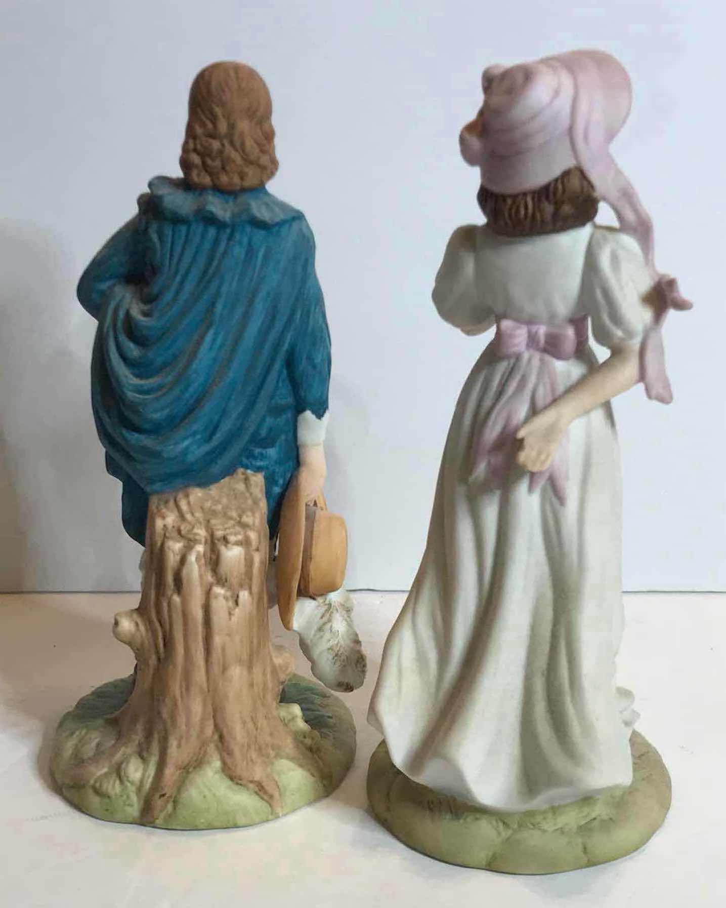 Photo 1 of VINTAGE BISQUE PORCELAIN LEFTON BLUE BOY & PINKY HAND PAINTED FIGURINES H-8”