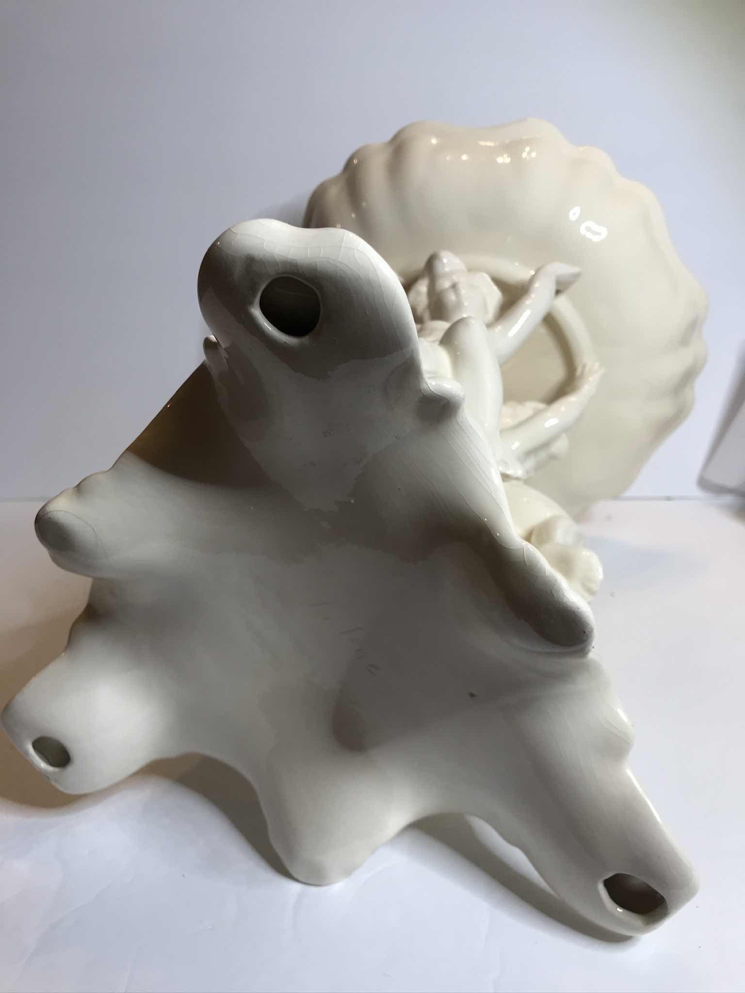 Photo 1 of VINTAGE IVORY CHERUBS PEDESTAL BOWL H - 13.5”