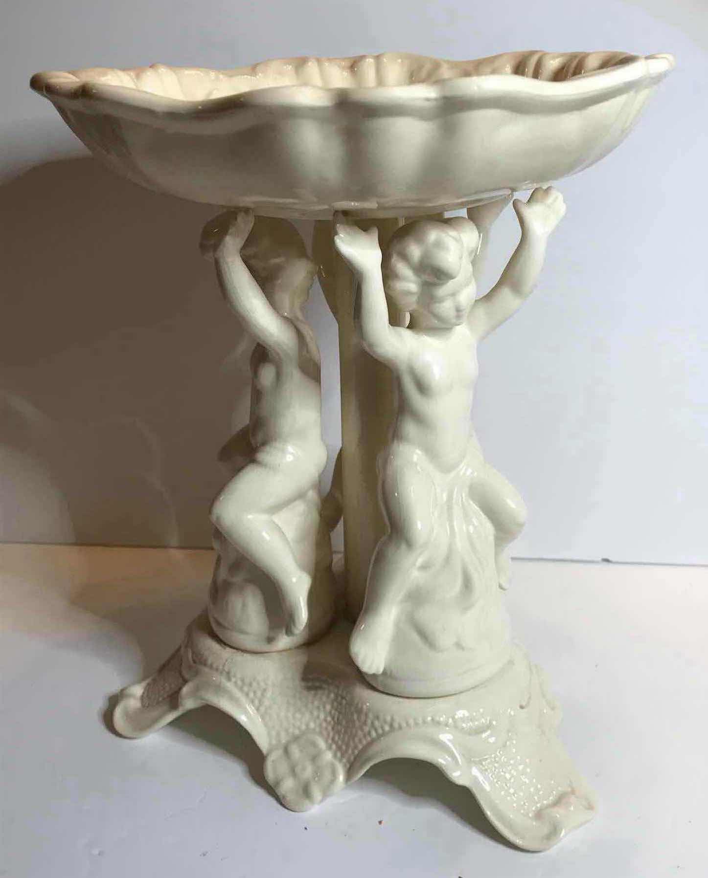 Photo 1 of VINTAGE IVORY CHERUBS PEDESTAL BOWL H - 13.5”