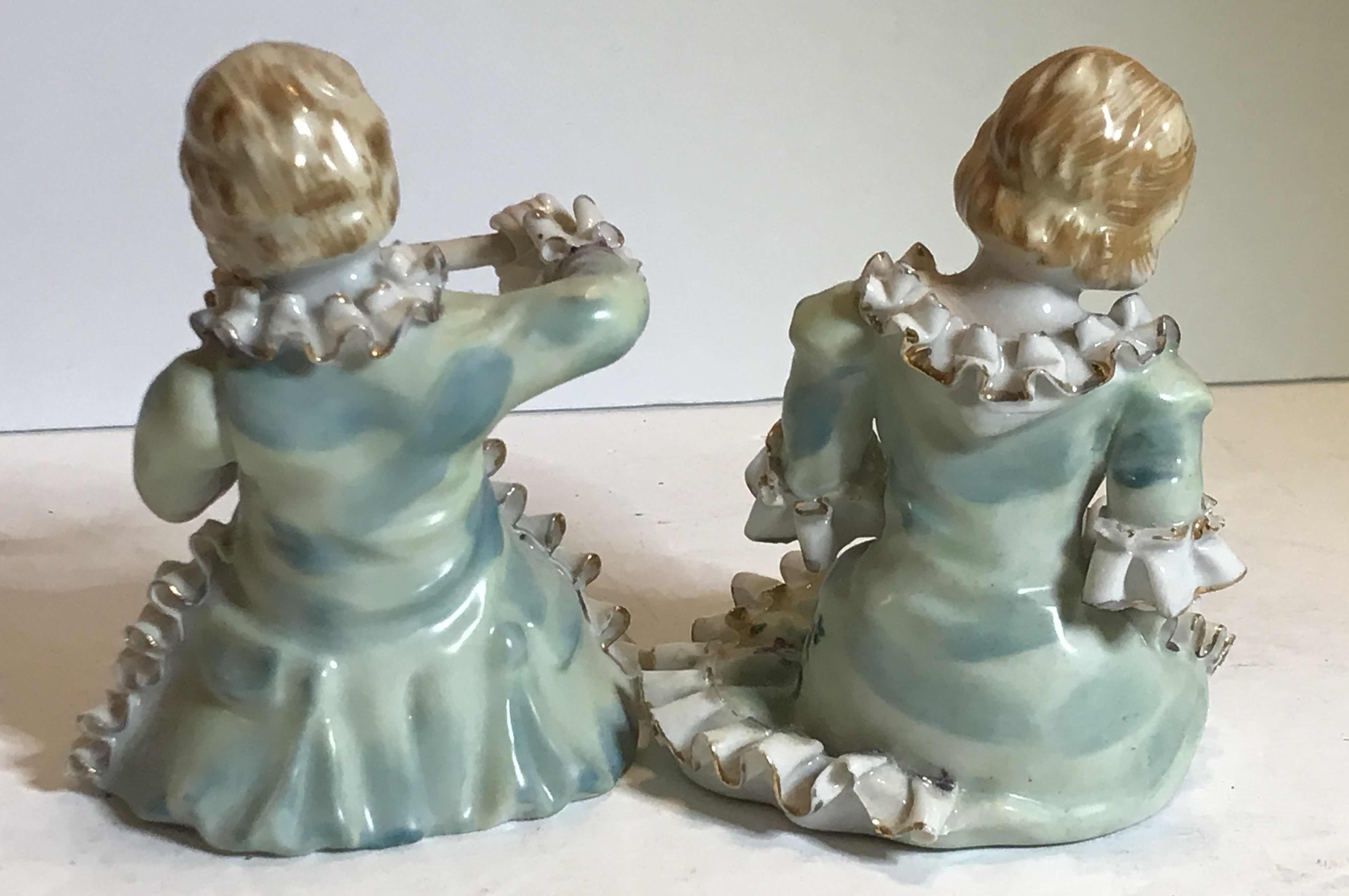 Photo 2 of VINTAGE WALES BONE CHINA LACE ROYAL FIGURINES BOY & GIRL H-5”