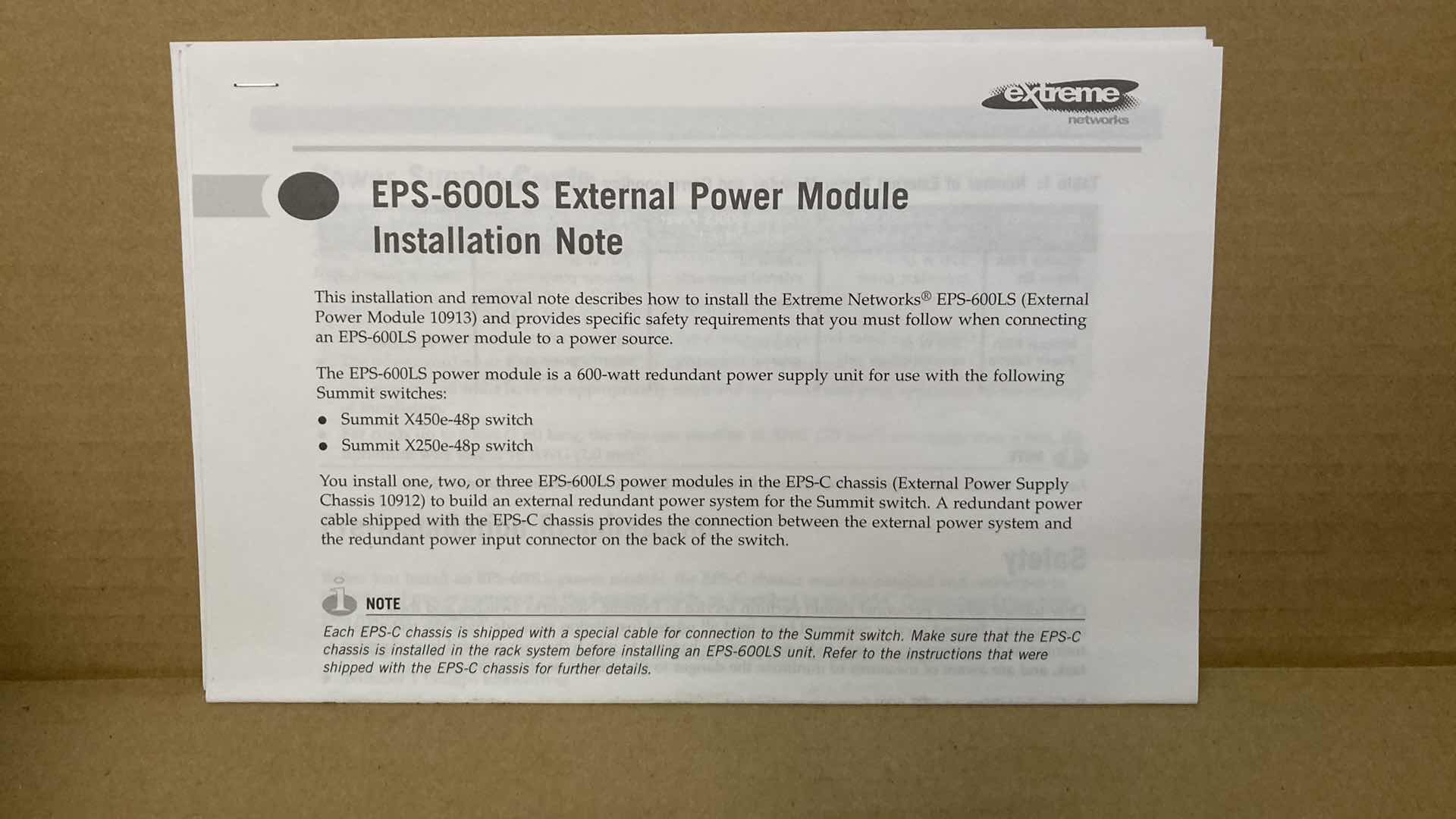 Photo 1 of NEW EXTREME NETWORKS EXTERNAL POWER MODULE MODEL EPS-600LS (5)