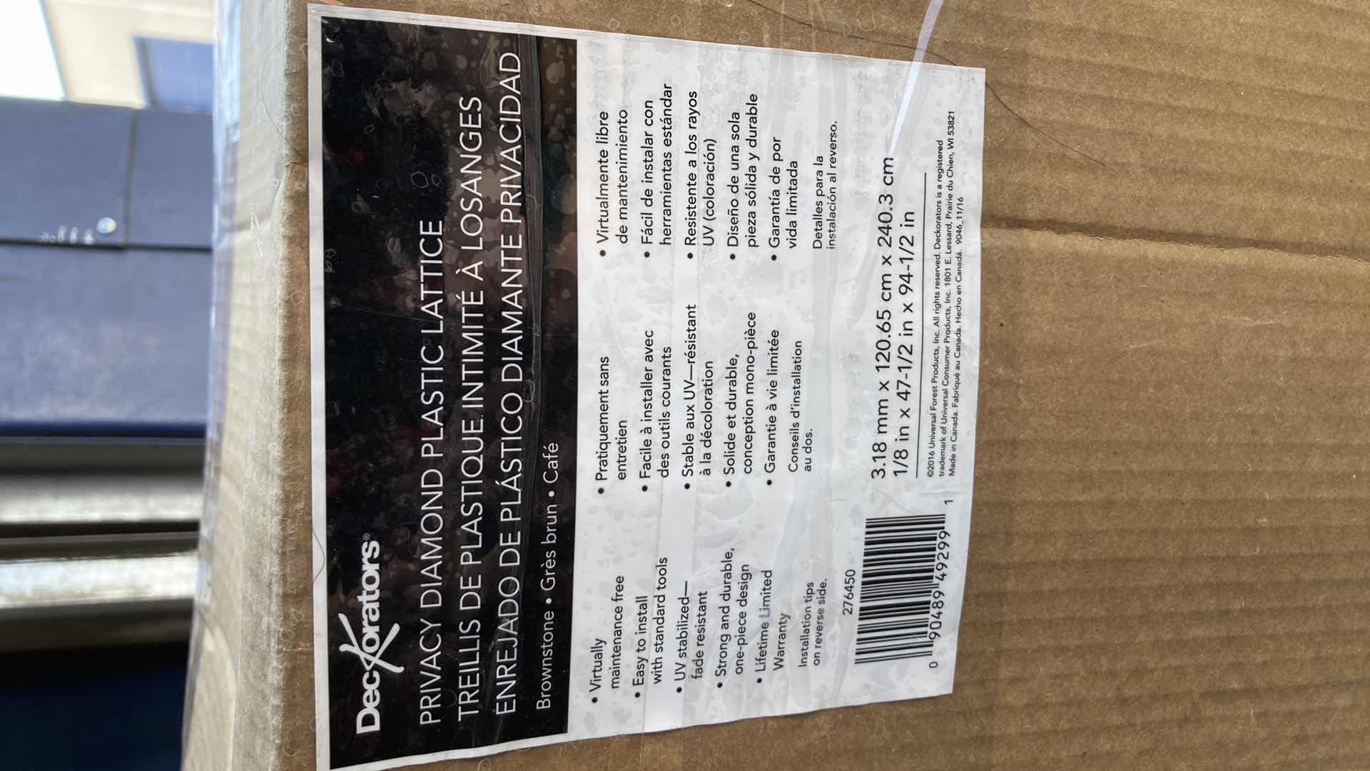 Photo 1 of NEW DECKORATORS PRIVACY DIAMOND BROWNSTONE FINISH PLASTIC LATTICE 47.5” X 94.5”