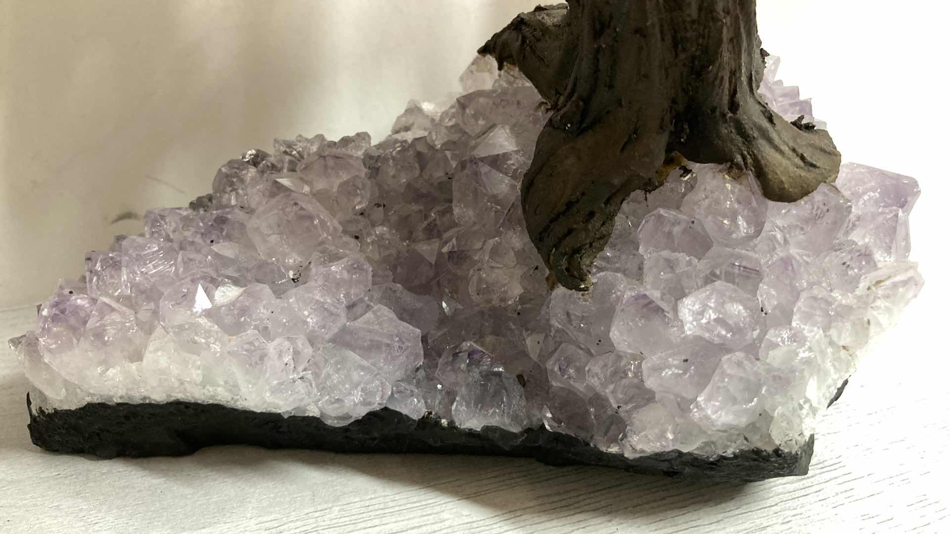 Photo 1 of ROSE QUARTZ & CLAY CRYSTAL BASE BONSAI TREE 9” X 7” H9”