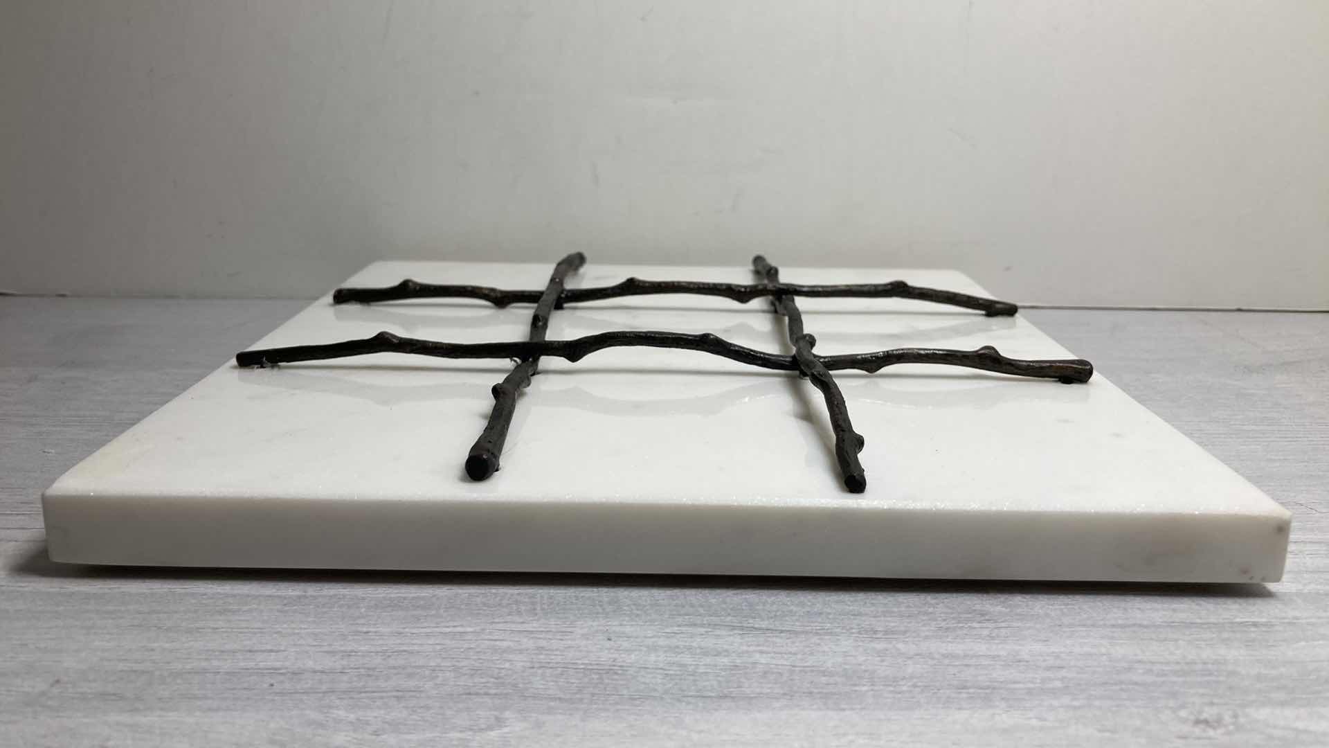 Photo 1 of MICHAEL ARAM DOGWOOD TIC TAC TOE W BRASS & ALUMINUM PIECES 9” X 9” H1”