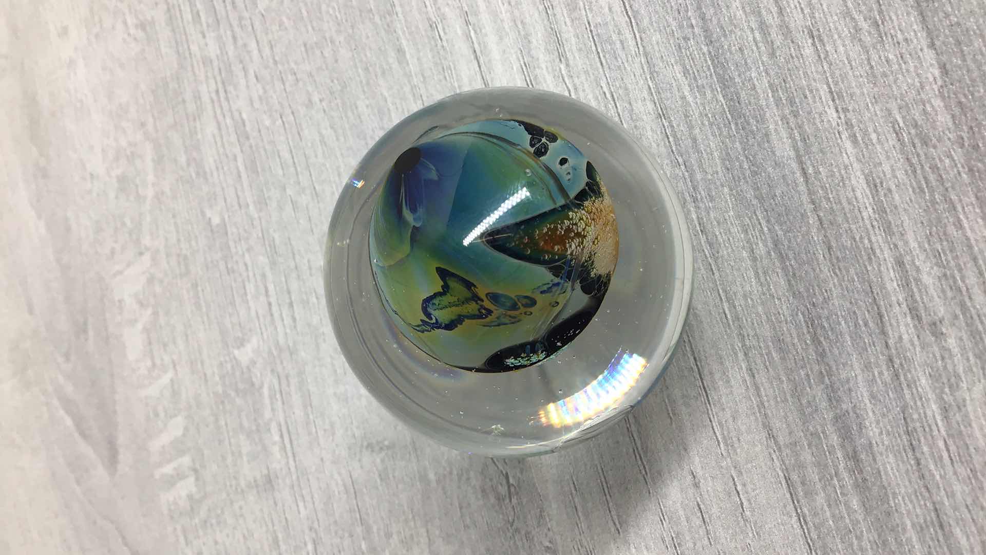 Photo 1 of CUSTOM MADE BLOWN GLASS EARTH SPHERE ART 1.5” X 1.5”
