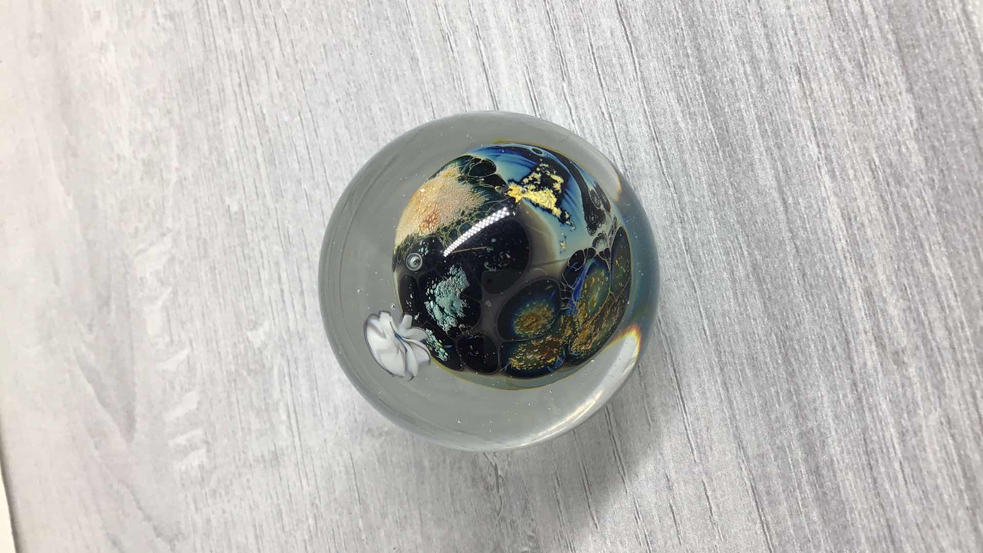 Photo 1 of CUSTOM MADE BLOWN GLASS EARTH SPHERE ART 1.5” X 1.5”