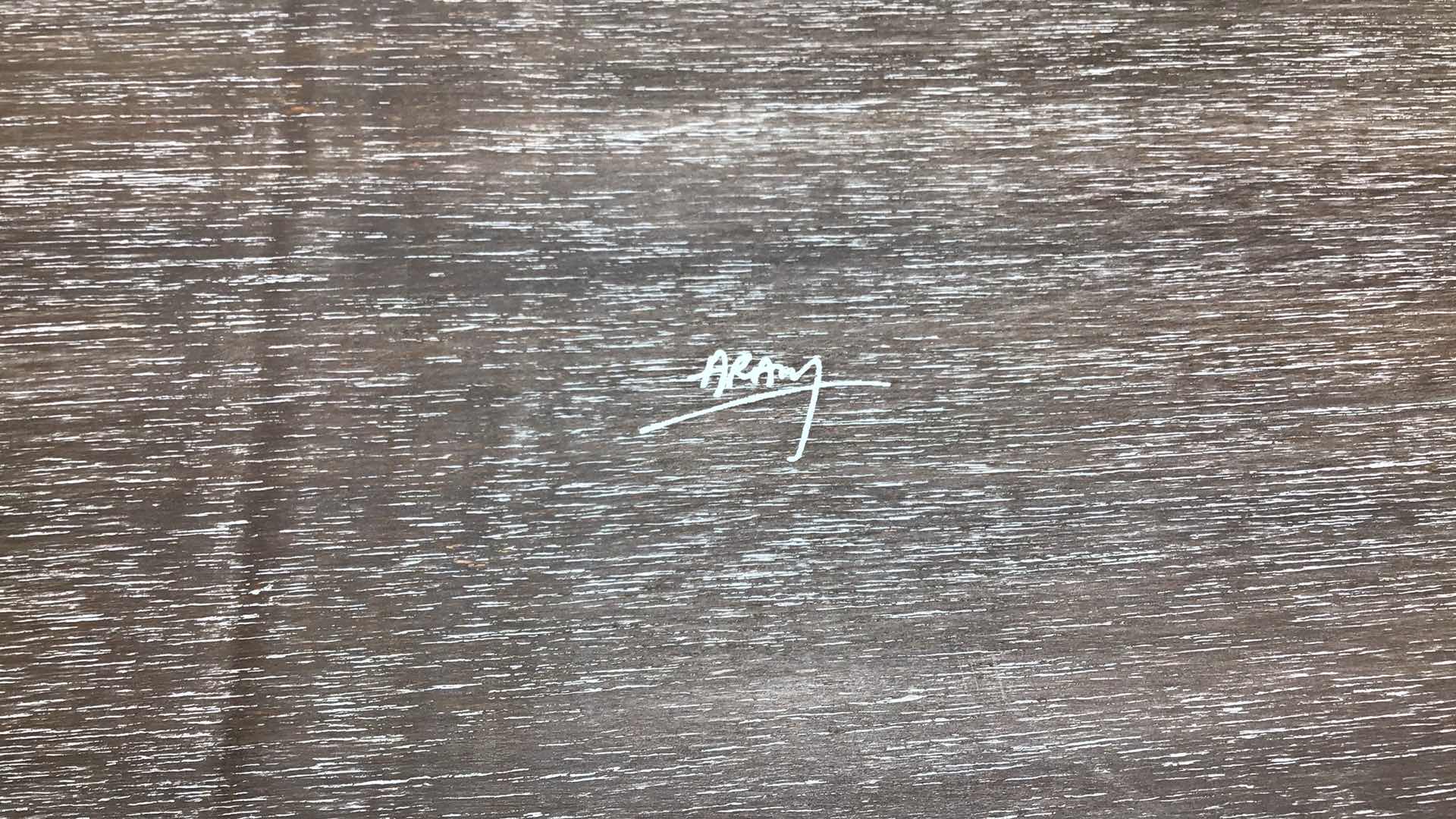 Photo 1 of MICHAEL ARAM RIPPLE EFFECT WOOD AND POLISHED ALUMINUM SERVING TRAY 17.5” X 11” H2.5”