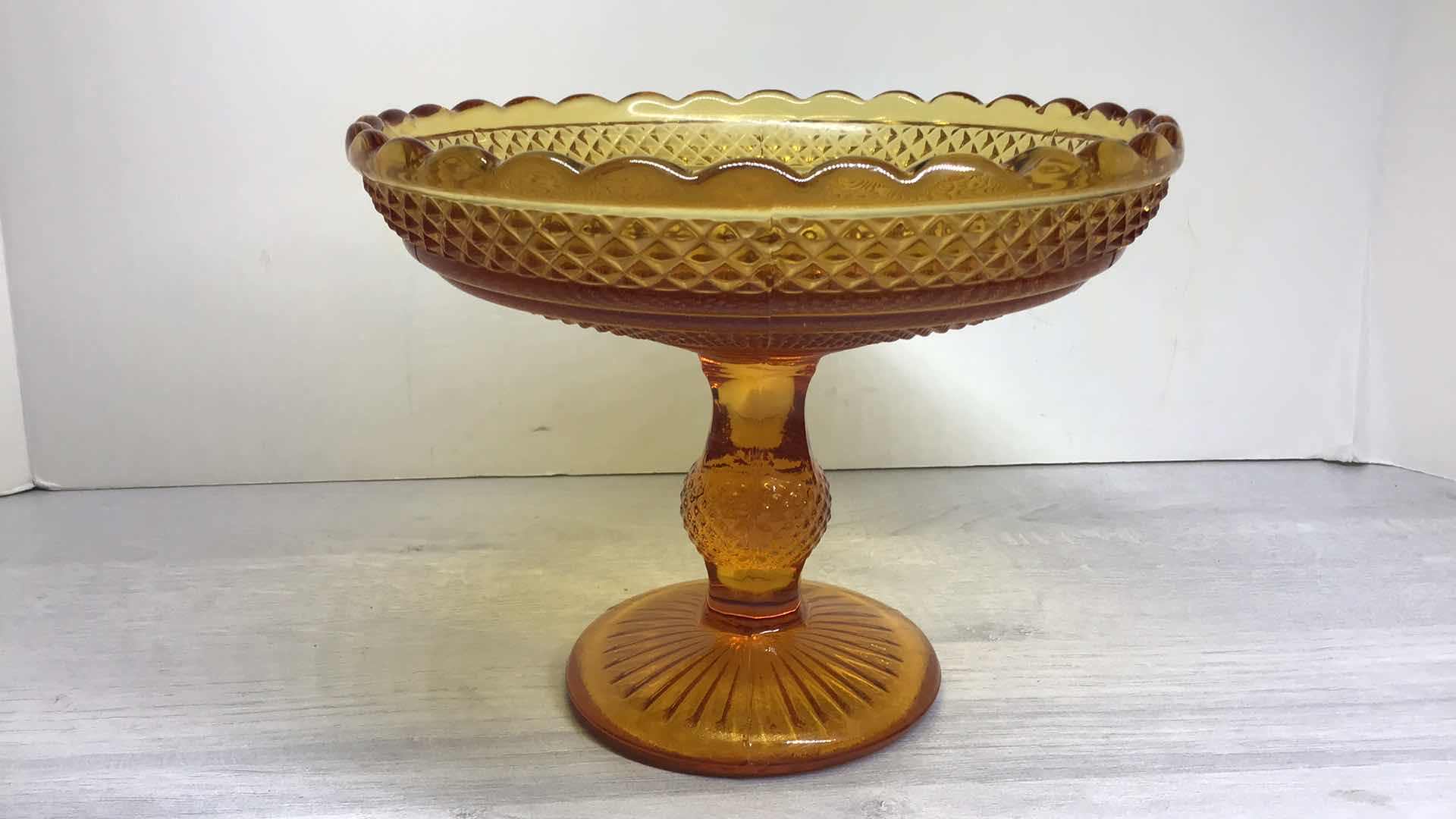 Photo 1 of MID-CENTURY VISTA ALEGRE BICOS AMBER FRUIT BOWL 9”