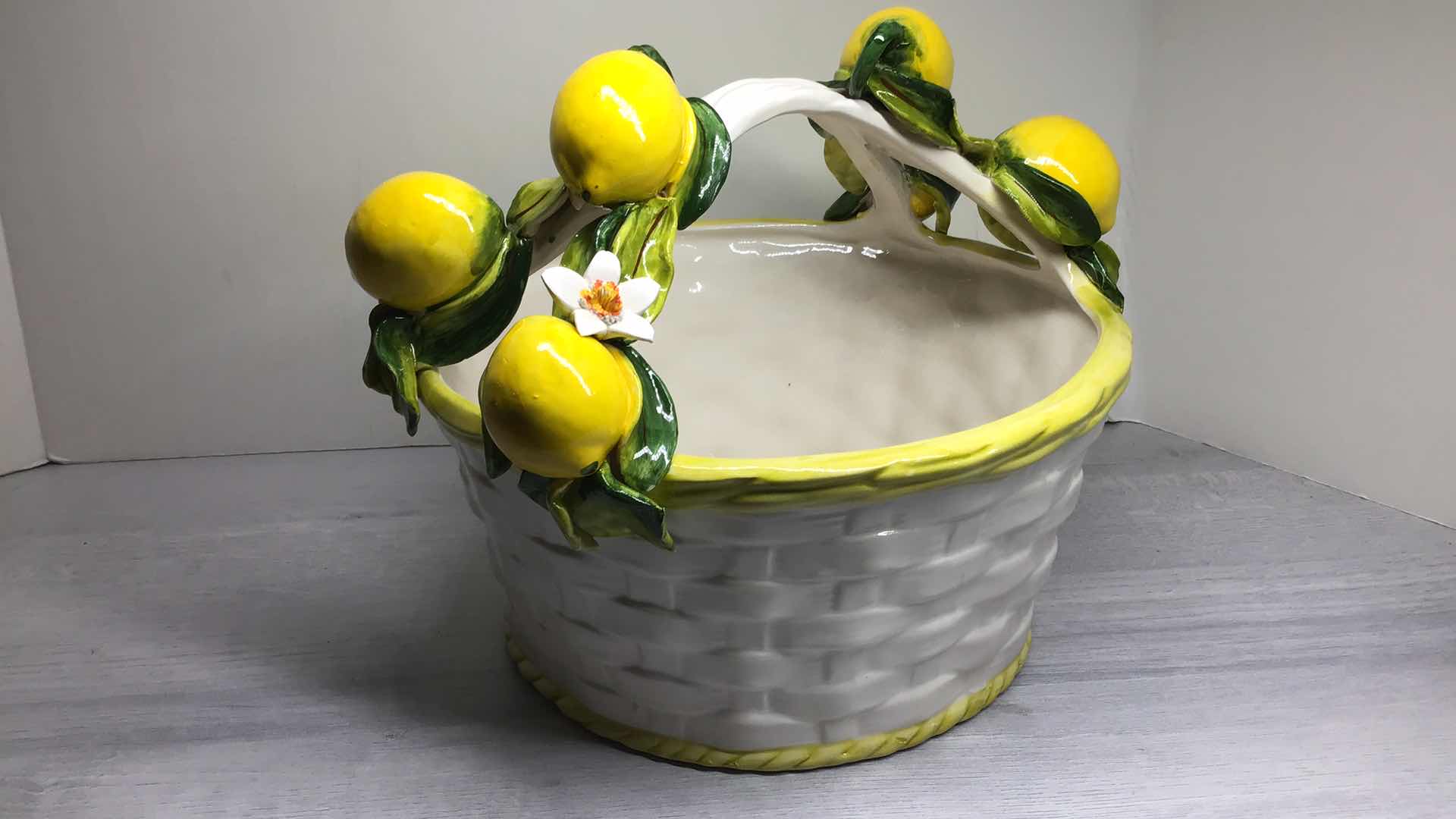 Photo 1 of ITALIAN MADE CERAMICS LEMON WOVEN BASKET 11” X 13” H11”
