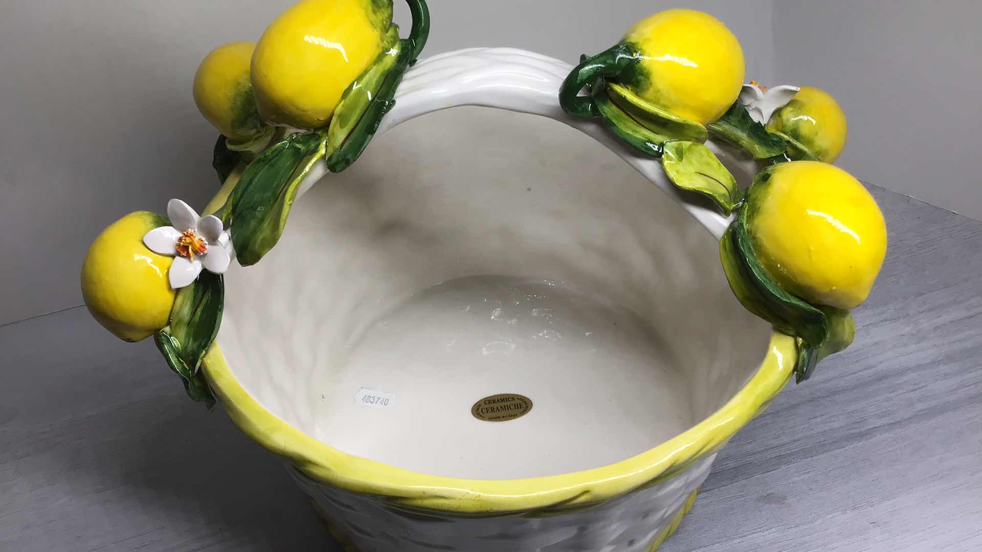 Photo 1 of ITALIAN MADE CERAMICS LEMON WOVEN BASKET 11” X 13” H11”