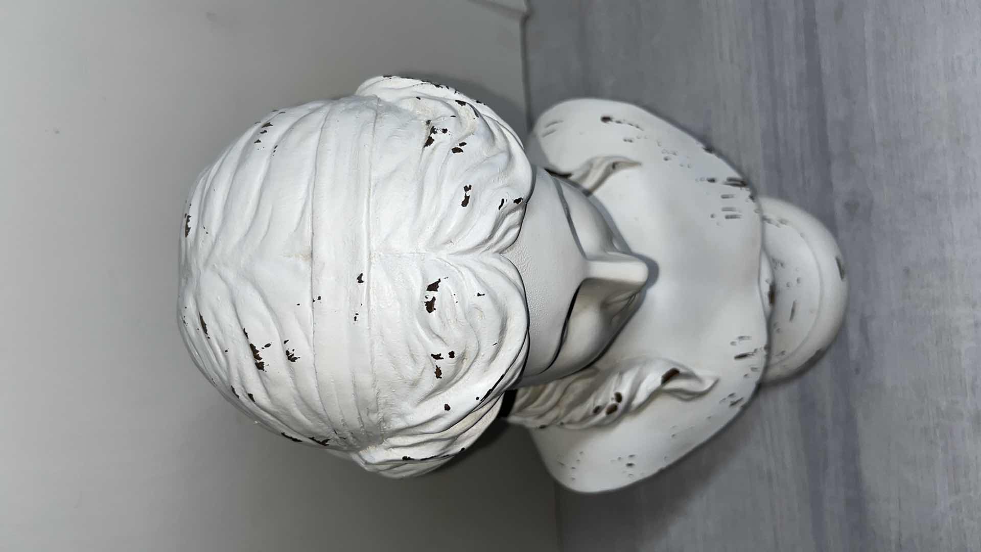 Photo 1 of CLASSIC GREEK WOOD WHITE BUST SCULPTURE 9.5” X 8.5” H17.5”