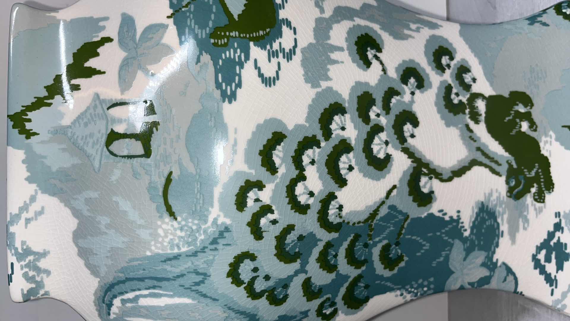 Photo 1 of “ROAD TO CANTON” PORT 68 CANTON HANDMADE PORCELAIN JAR ACCENTED W SOLID BRASS RING FINIAL PAINTED BY JOHN LOECKE OF MADCAP COTTAGE 12” X 6” H18”