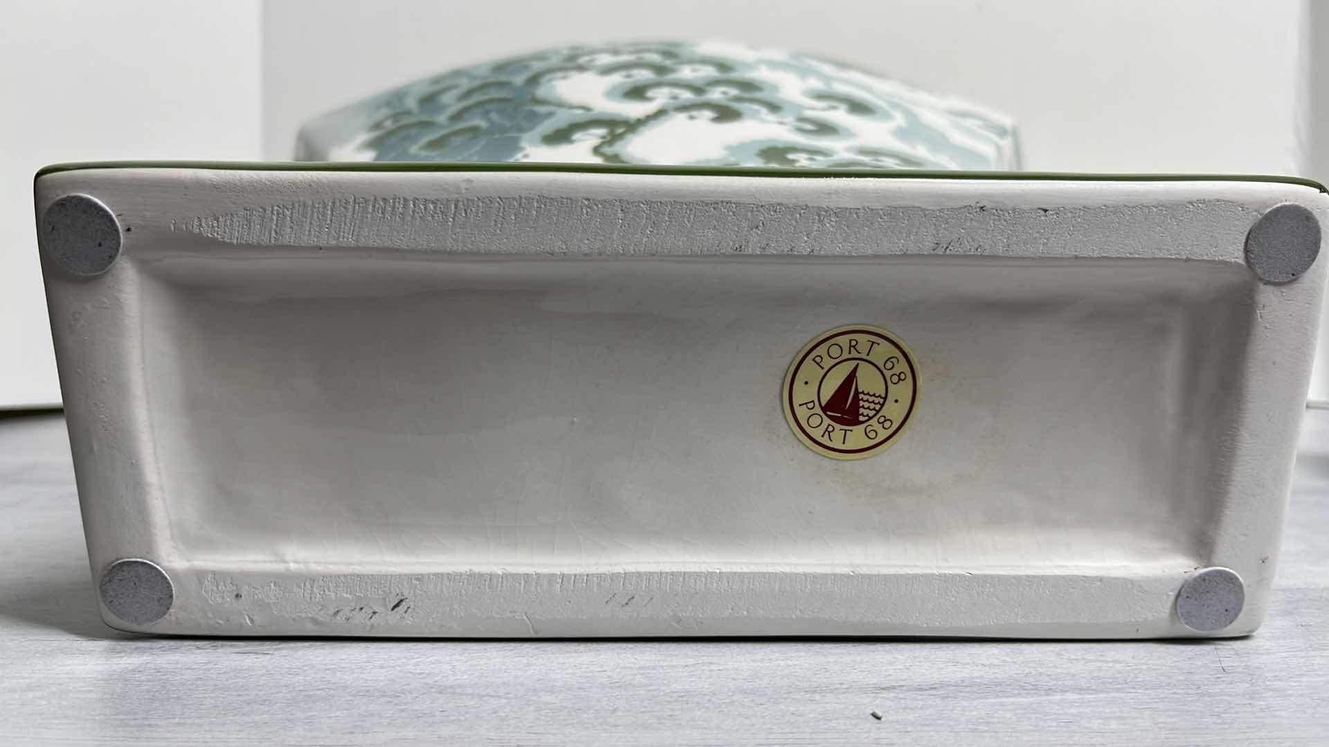 Photo 1 of “ROAD TO CANTON” PORT 68 CANTON HANDMADE PORCELAIN JAR ACCENTED W SOLID BRASS RING FINIAL PAINTED BY JOHN LOECKE OF MADCAP COTTAGE 12” X 6” H18”