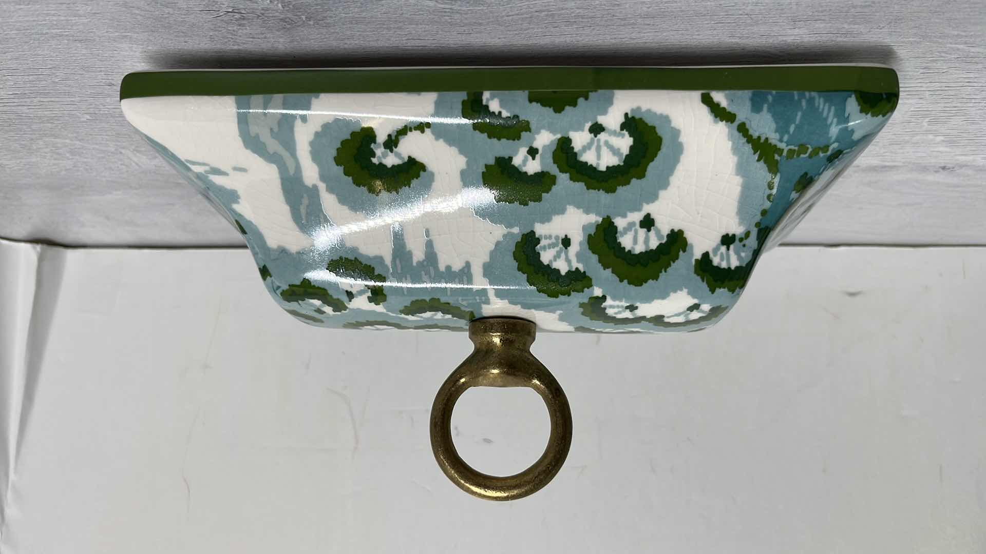 Photo 1 of “ROAD TO CANTON” PORT 68 CANTON HANDMADE PORCELAIN JAR ACCENTED W SOLID BRASS RING FINIAL PAINTED BY JOHN LOECKE OF MADCAP COTTAGE 12” X 6” H18”