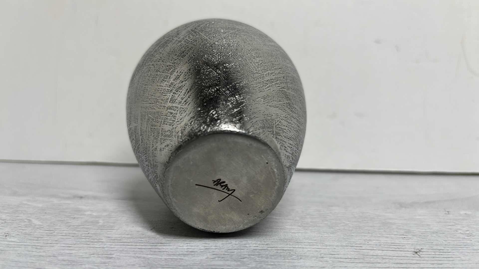 Photo 1 of MICHAEL ARAM BUTTERFLY GINKGO NICKEL PLATED STEEL W BRASS & ENAMEL VASE 3.5" X 4.25