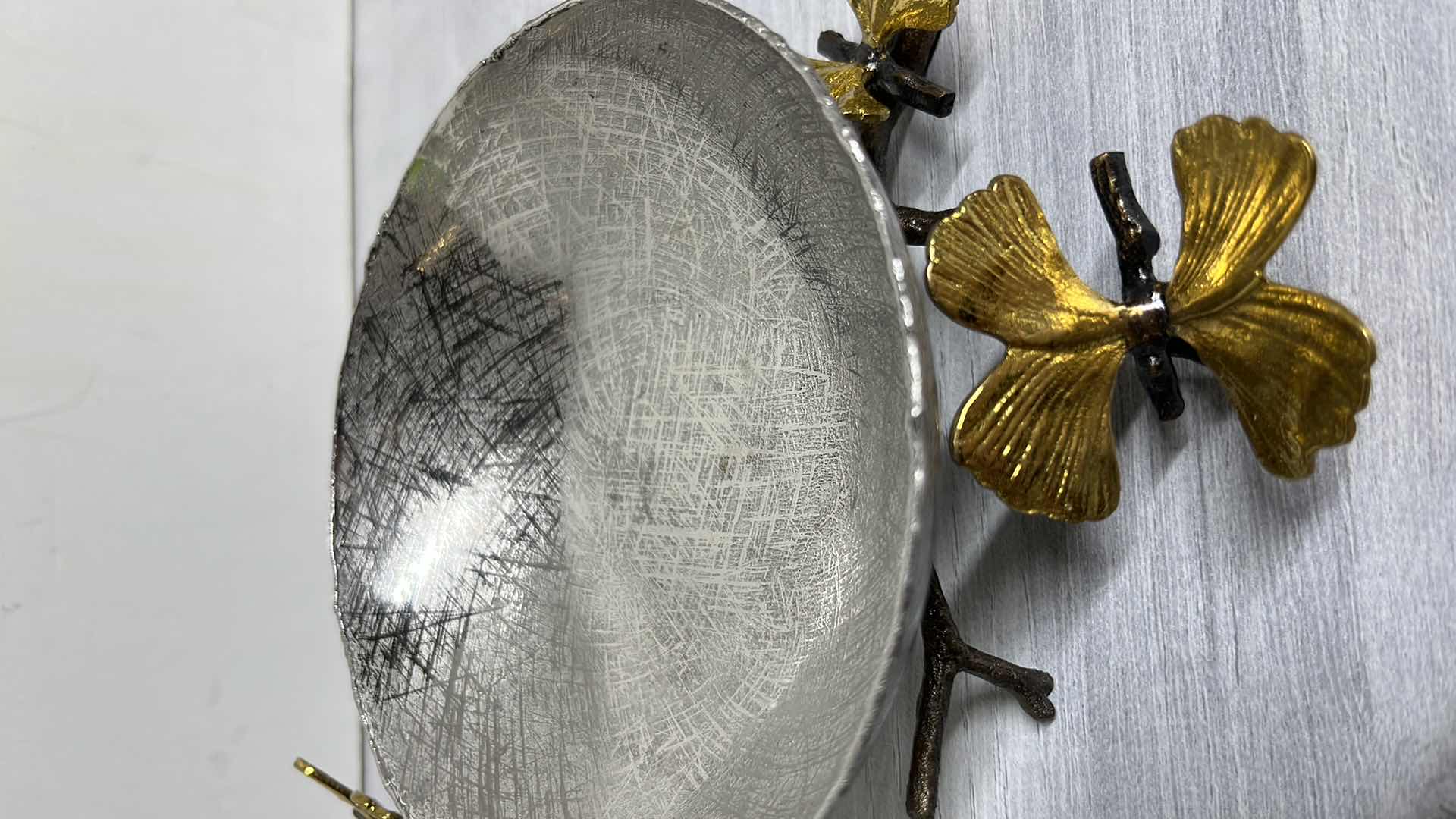 View 3 of MICHAEL ARAM BUTTERFLY GINKGO NICKEL PLATED BRASS BOWL 5.5” X 6.5" H3.75"