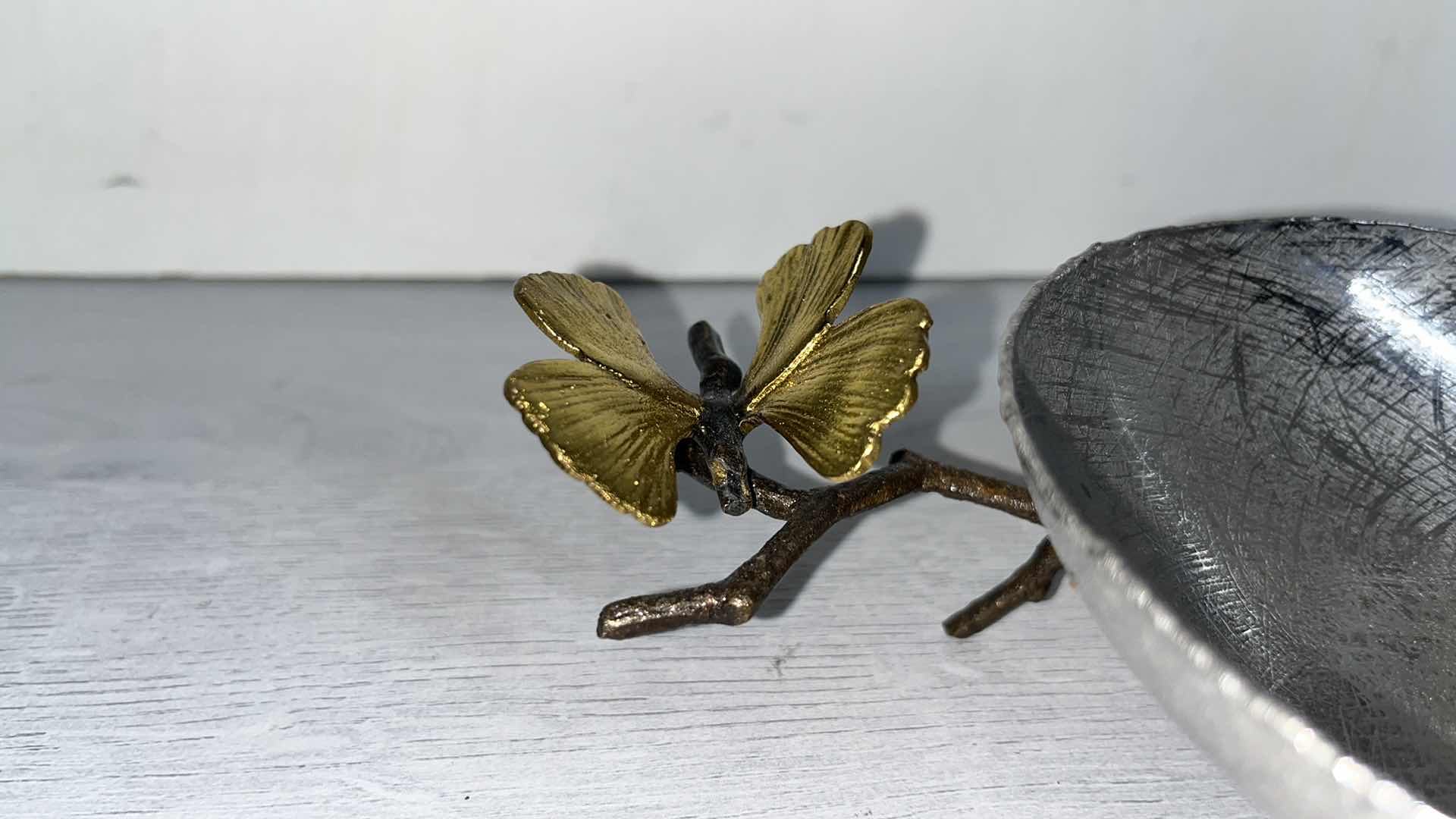 View 2 of MICHAEL ARAM BUTTERFLY GINKGO NICKEL PLATED BRASS BOWL 5.5” X 6.5" H3.75"