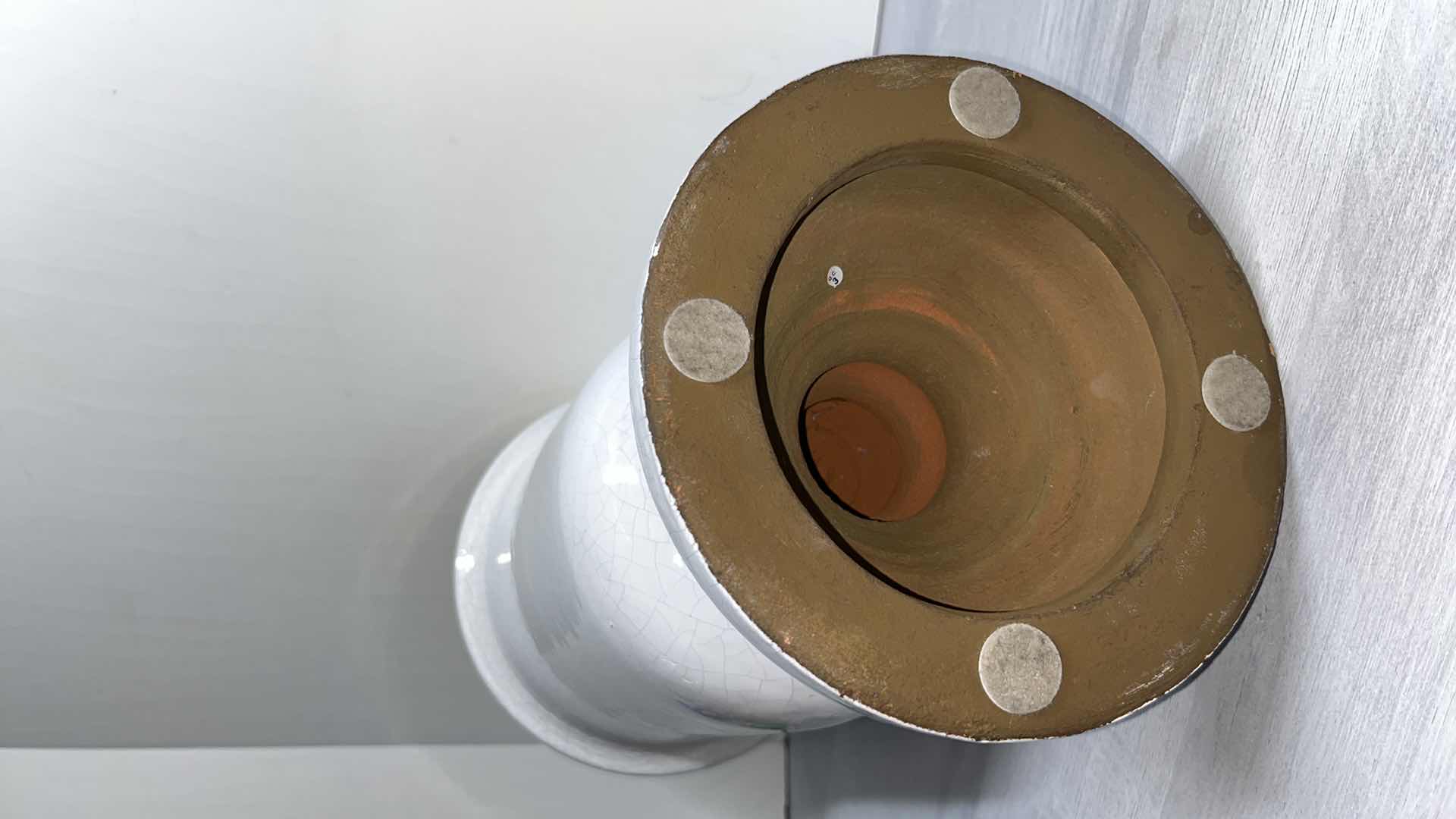 Photo 1 of POTTERY BARN SALTON CERAMIC LARGE VASE/URN W WHITE CRACKLE FINISH 9” X 9” H17”